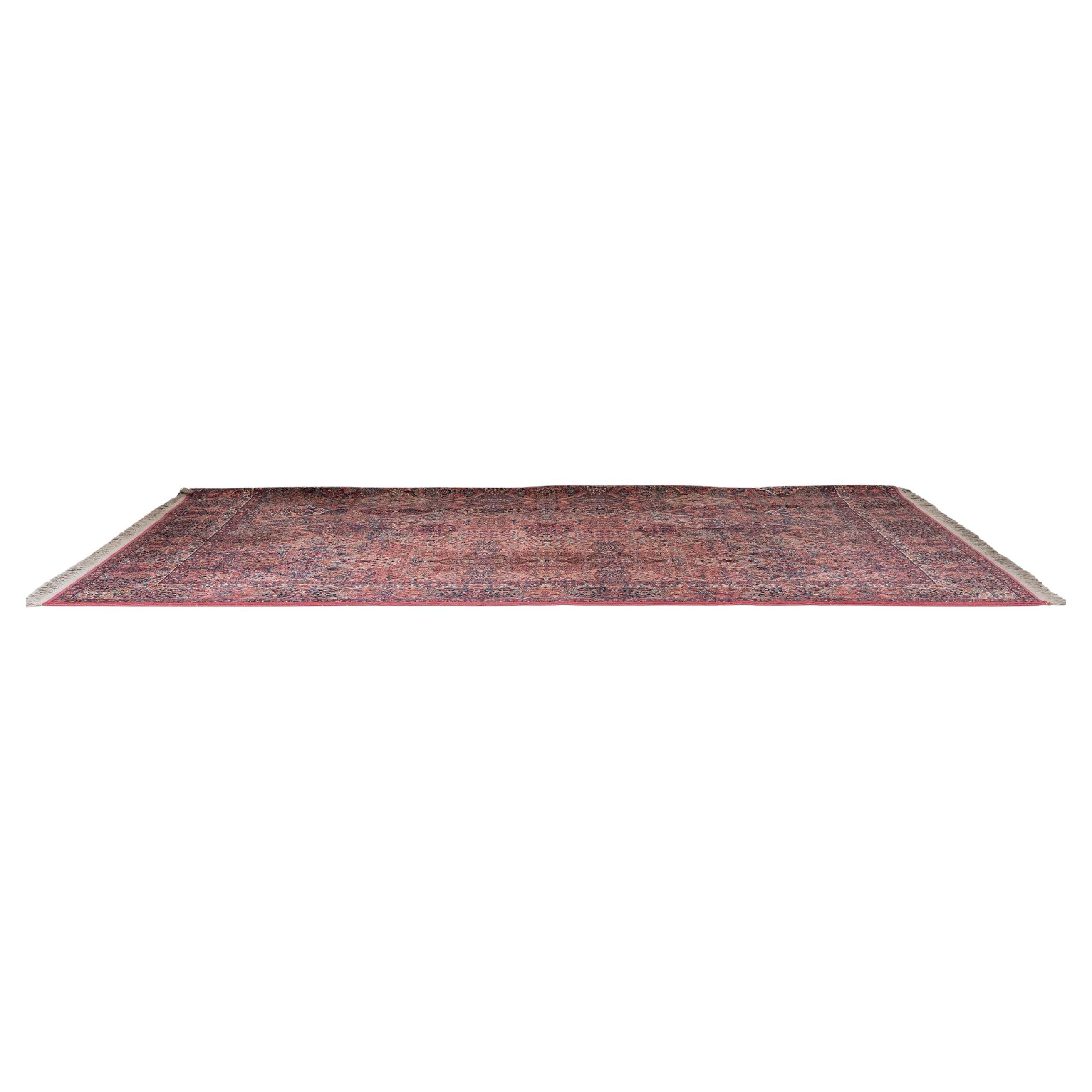 Persian Kirman Red and Blue Wool Rug