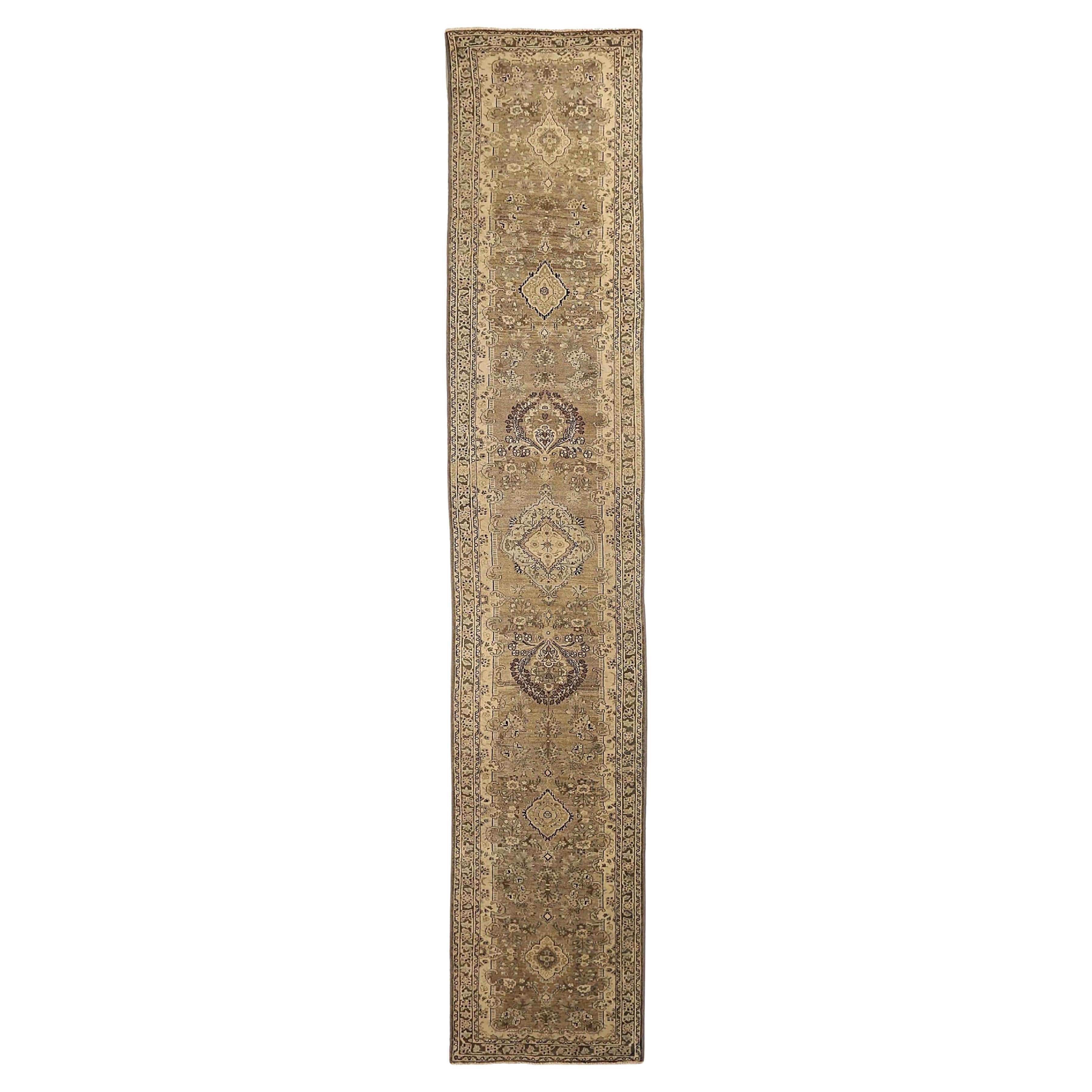 Persian Kolyai Runner Rug - Wool Brown Ivory Taupe 73603