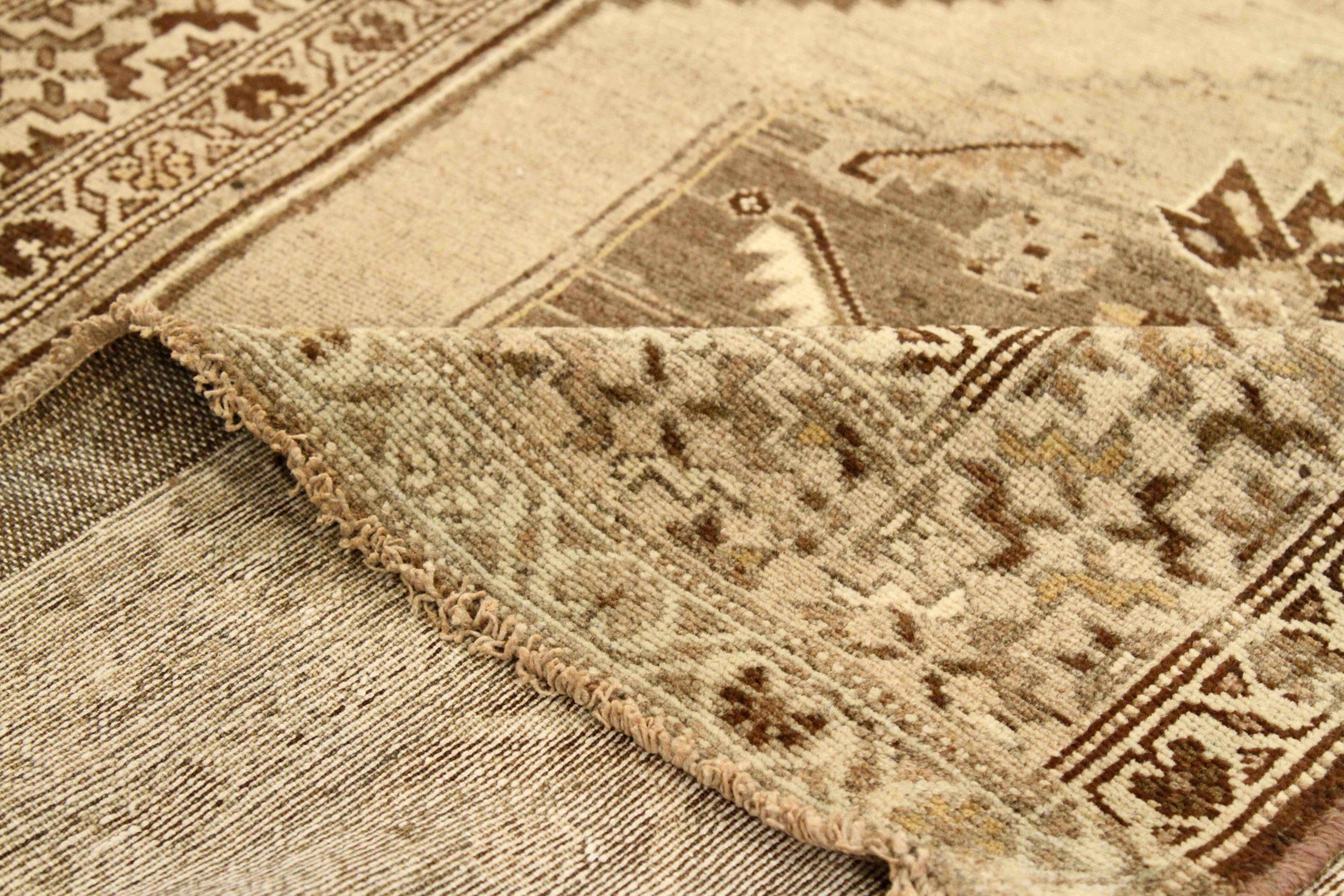 Persischer Kolyai Läufer Teppich - Wolle Braun Elfenbein Taupe Design - 75765 (Irakisch) im Angebot