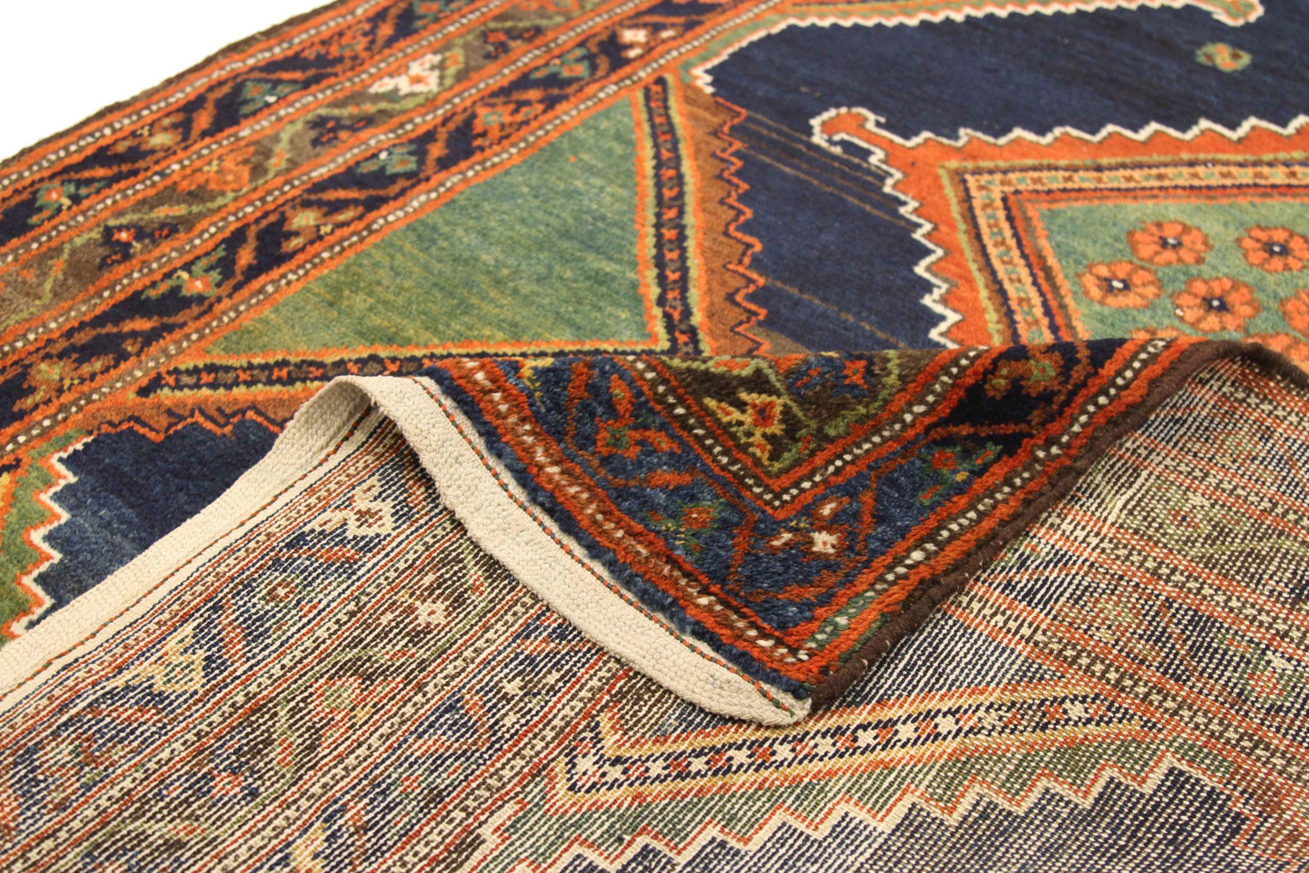 Persischer Kolyai Kleiner Teppich - Wolle Blau Grün Rot Design - 75082 (Asiatisch) im Angebot