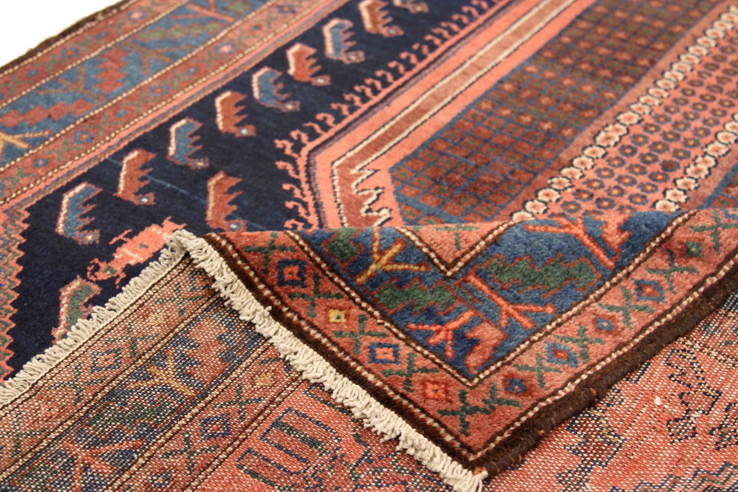 Persischer Kolyai Kleiner Teppich - Wolle Blau Marineblau Blau Rosa Design - 75085 (Asiatisch) im Angebot
