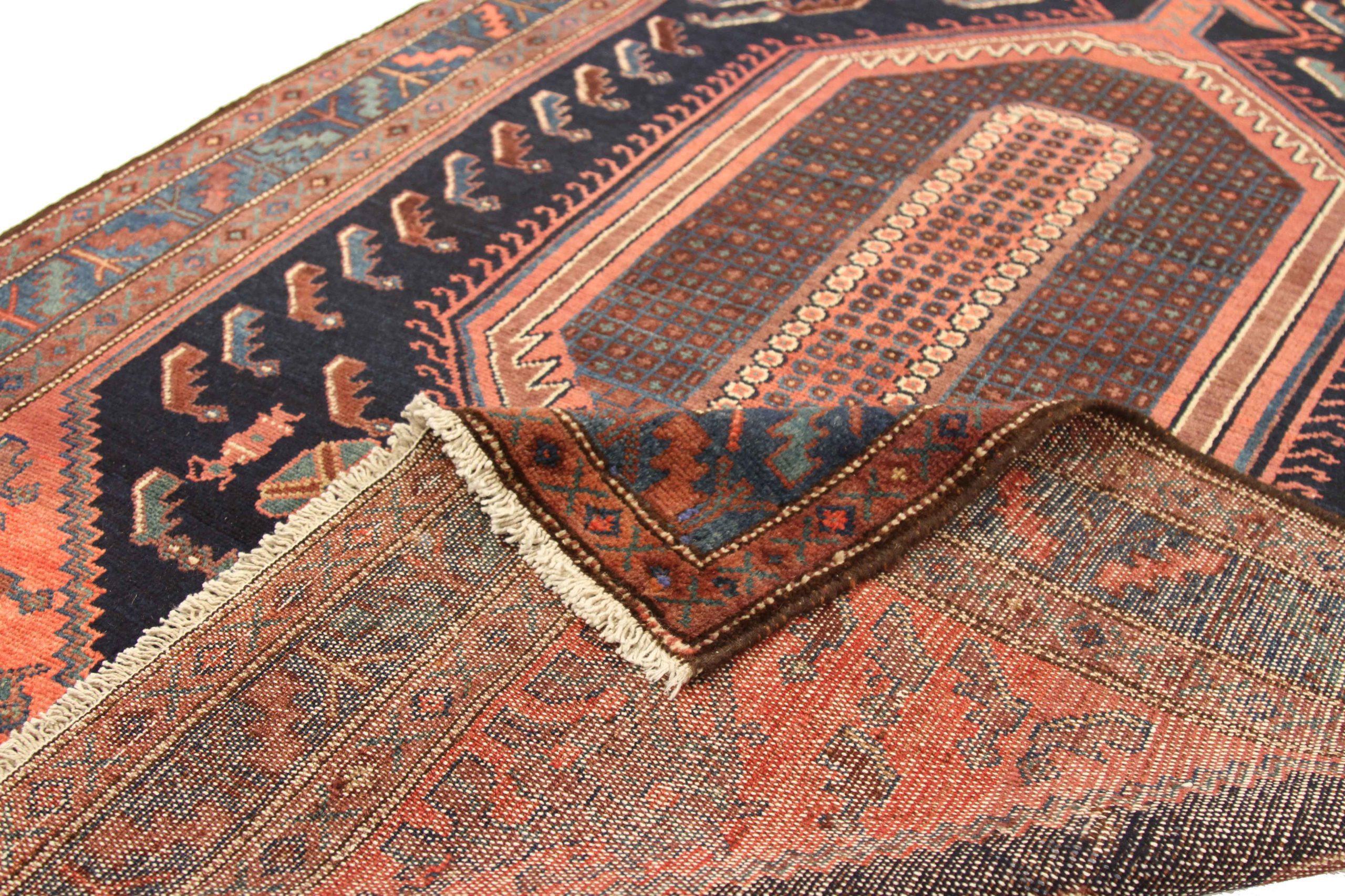 Persischer Kolyai Kleiner Teppich - Wolle Blau Marineblau Rot Design - 75071 (Asiatisch) im Angebot