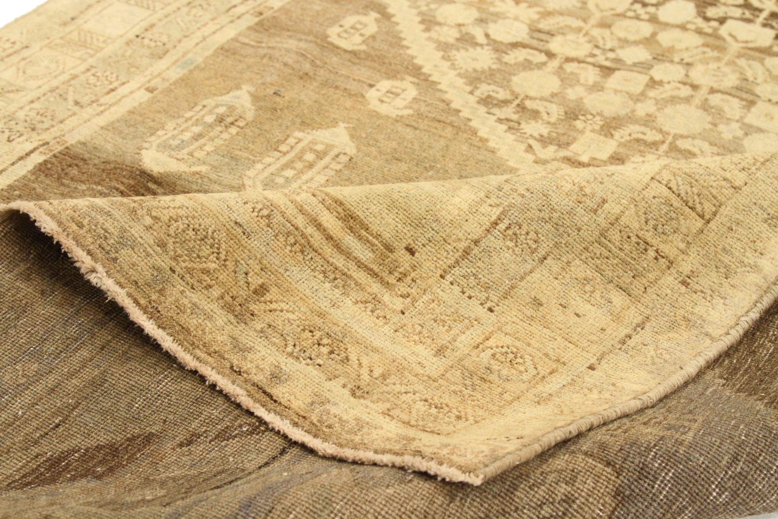 Persischer Kolyai Small Teppich - Wolle Braun Elfenbein Design - 75511 (Asiatisch) im Angebot