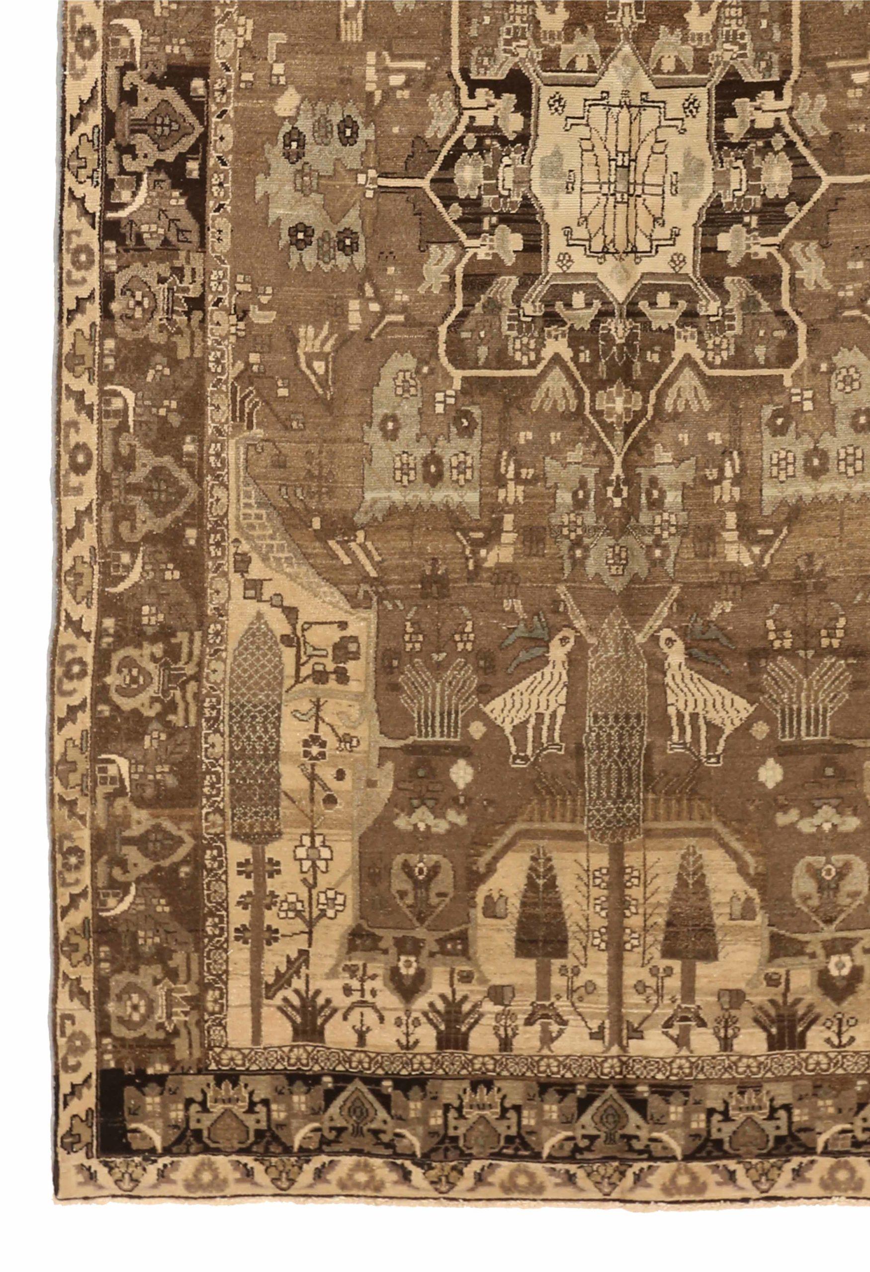 Persischer Kolyai Kleiner Teppich - Wolle Braun Elfenbein Taupe 73983 (Asiatisch) im Angebot