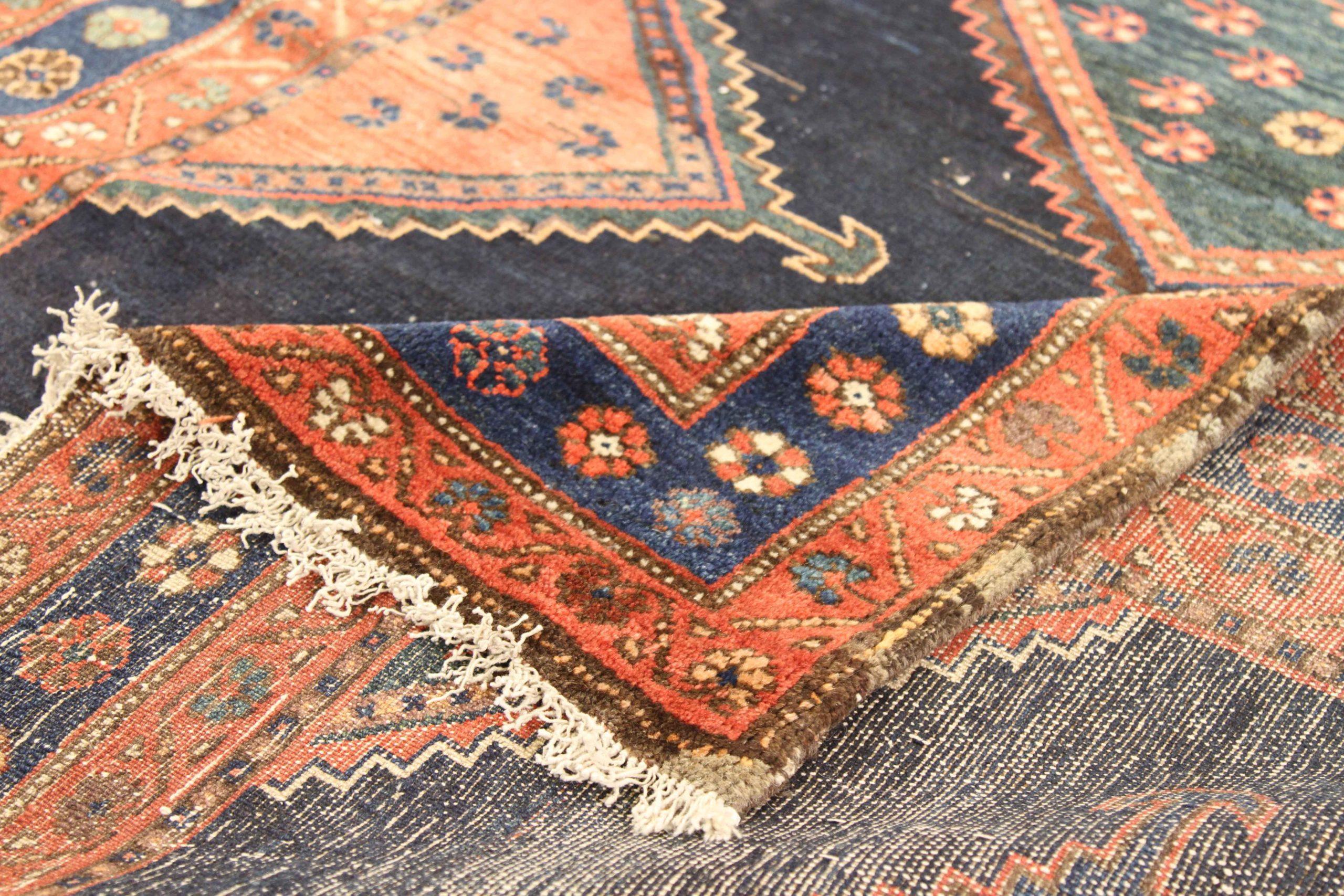 Persischer Kolyai Kleiner Teppich - Wolle Marineblau Rosa Rot Design - 75092 (Asiatisch) im Angebot