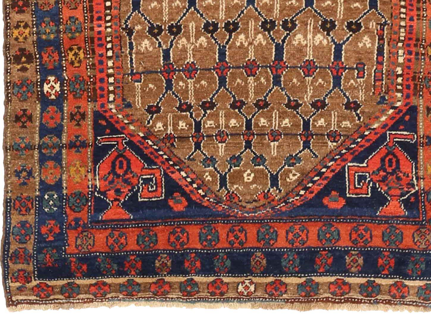 Persischer Kolyai Kleiner Teppich CIRCA 1910 - Wolle Braun Marineblau Rot 71202 (Asiatisch) im Angebot