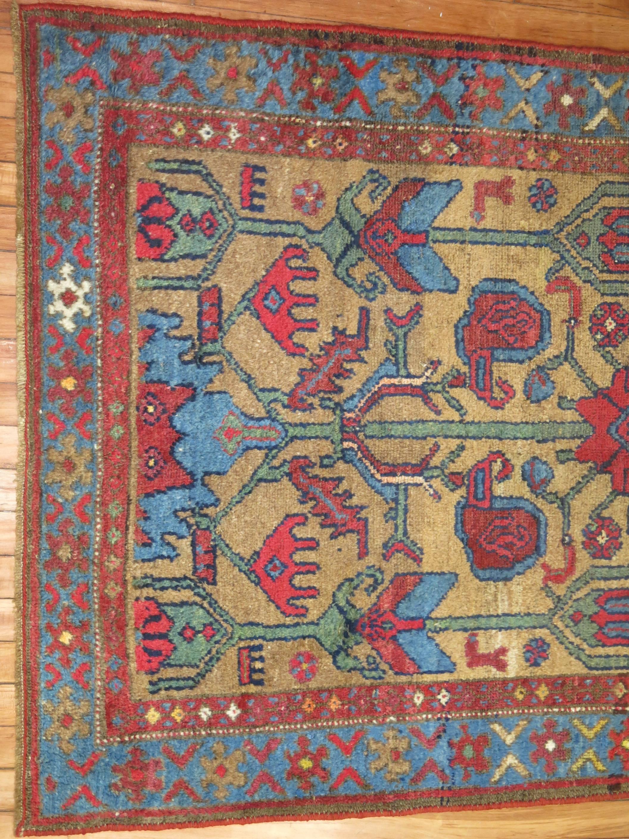 Hand-Woven Persian Kurd Serab Rug with Camel Background For Sale