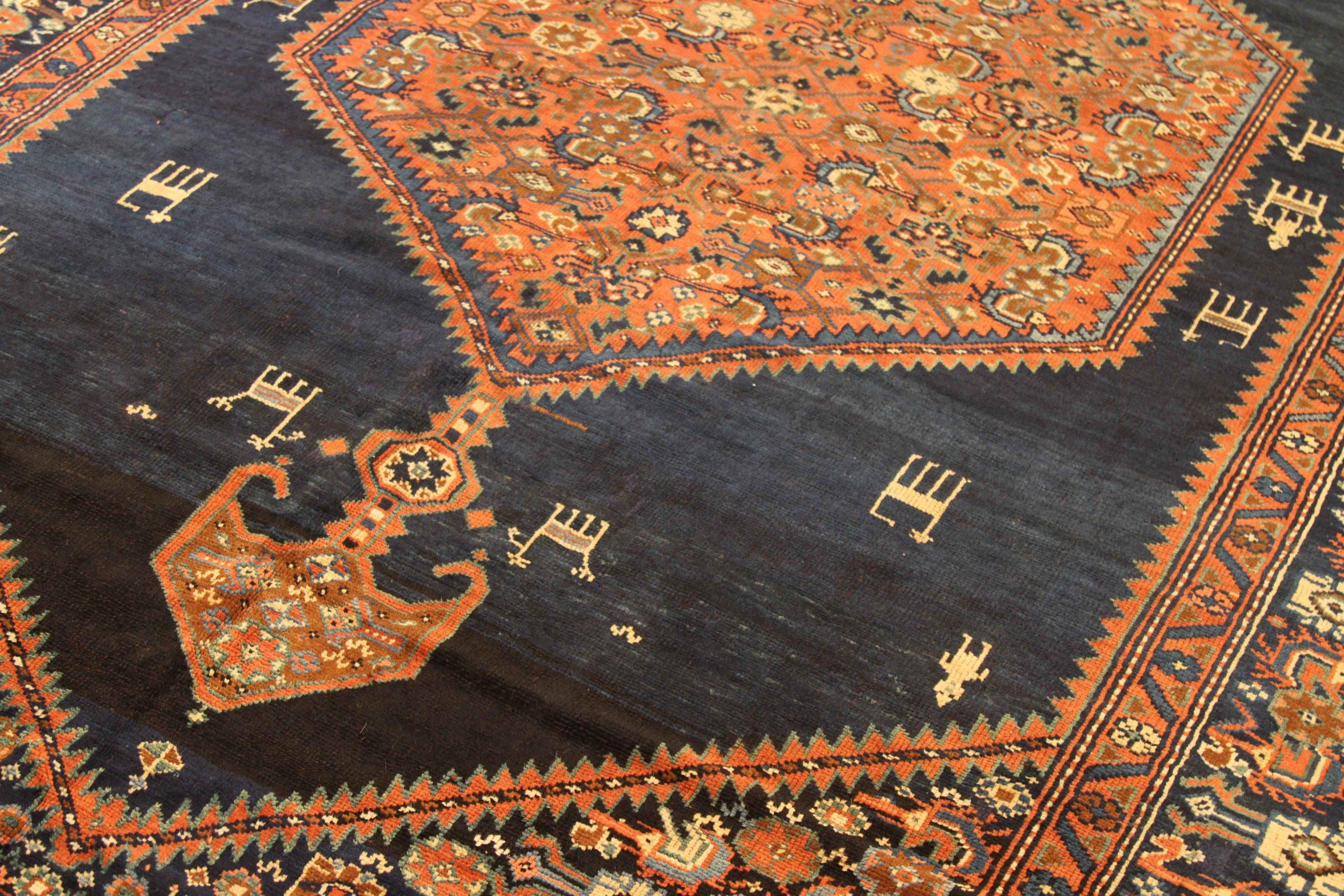 Asiatico Tappeti persiani curdi - Lana Avorio Blu Navy Rosso - 75220 in vendita
