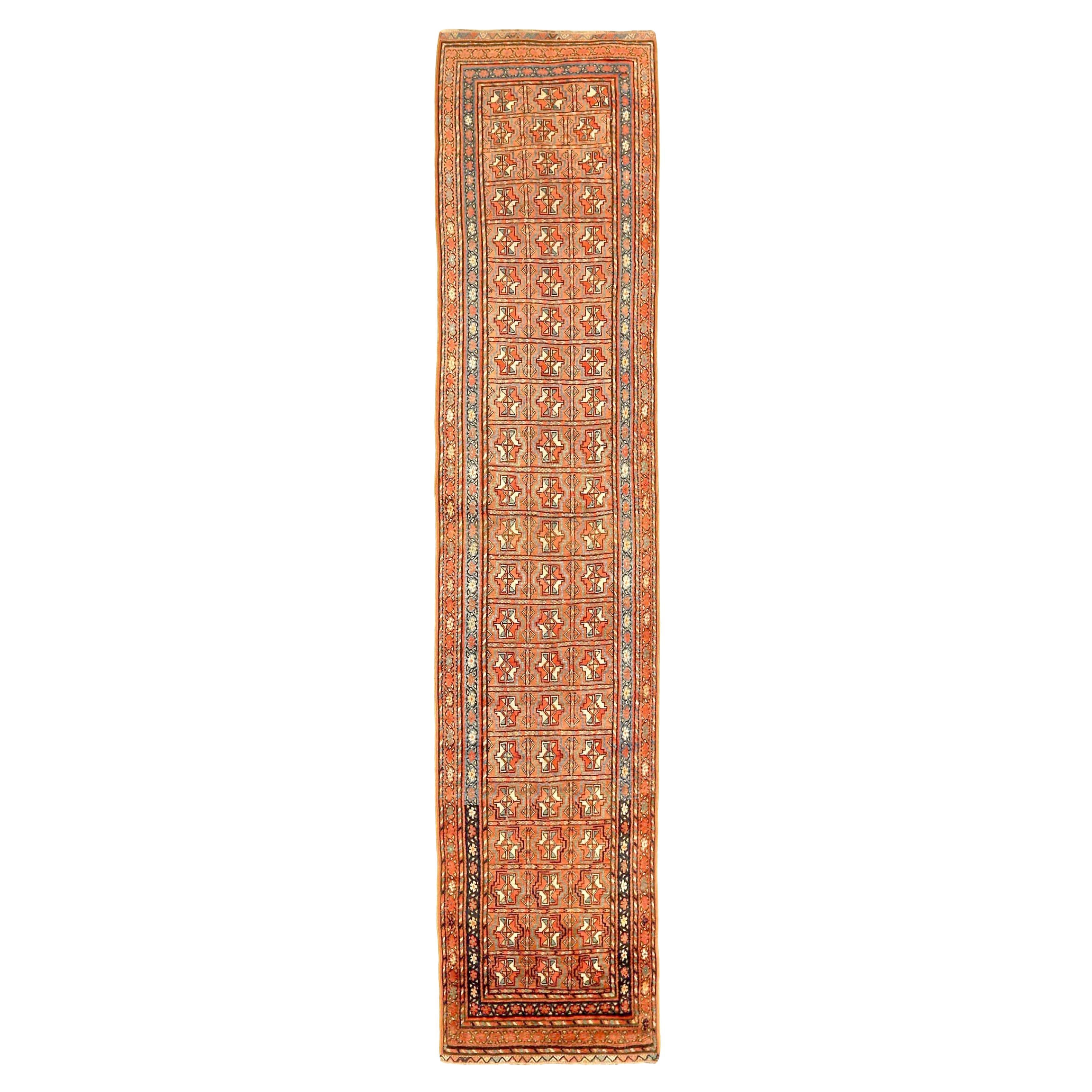 Alfombra Persa Kurda Circa 1910 - Lana Azul Marfil Rojo 71372