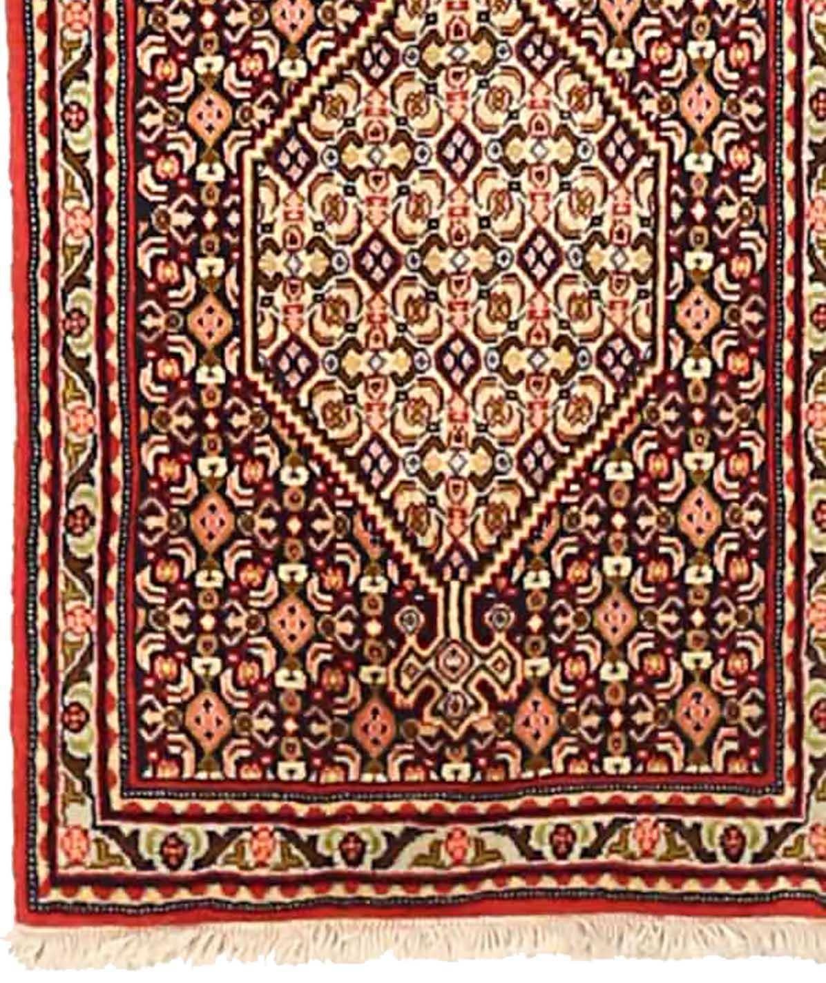 Asian Persian Kurdish Runner Rug Circa 1910 - Wool Ivory Navy Blue Red 73068