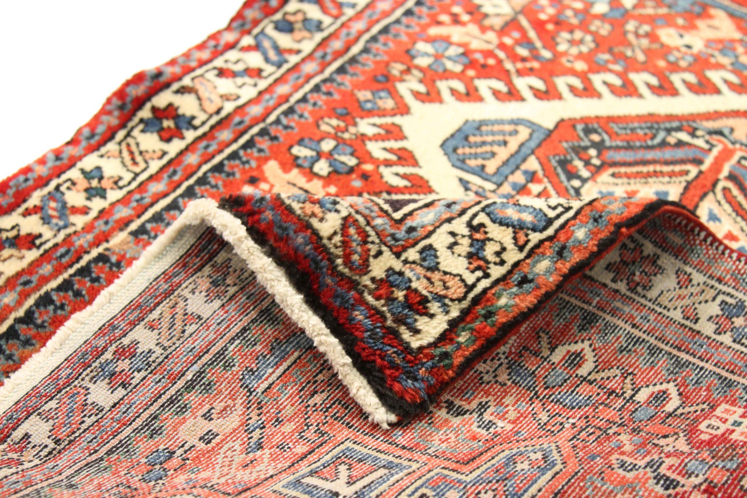 Persischer Kurdischer Läufer Circa 1910 - Wolle Elfenbein Rosa Rot 73066 (Asiatisch) im Angebot