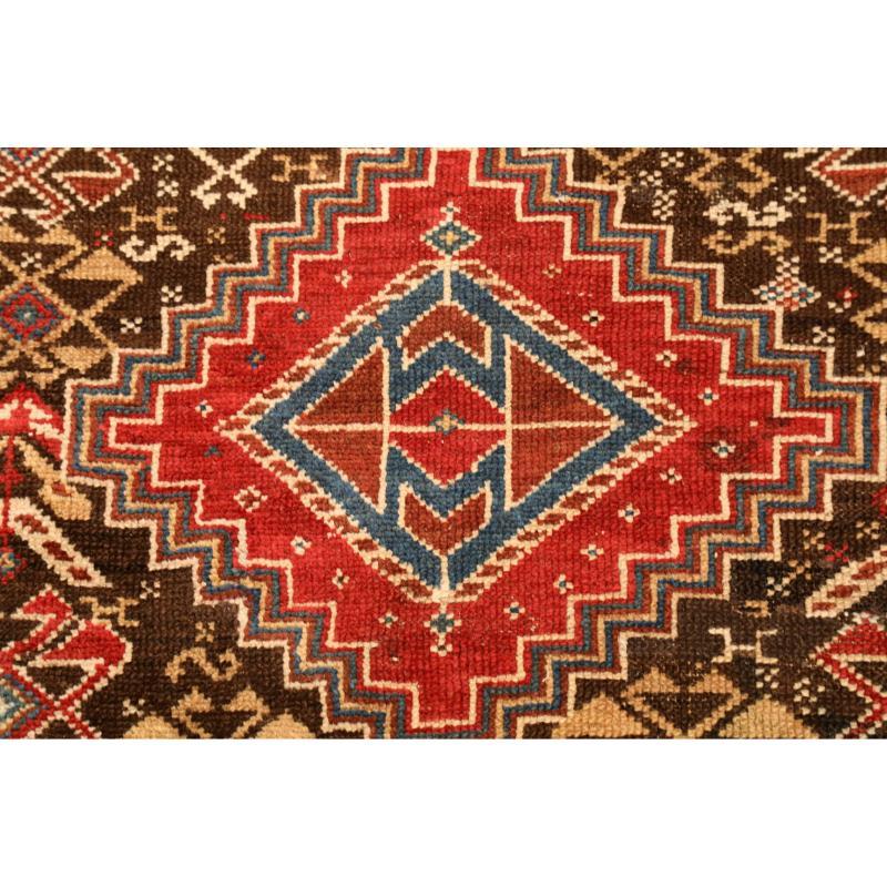 Tappeto persiano curdo piccolo - Lana Nero Avorio Rosso - 94588 In condizioni ottime in vendita a Dallas, TX