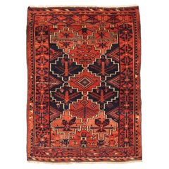 Petit tapis persan kurde - Laine ivoire bleu marine bleu rouge 75026
