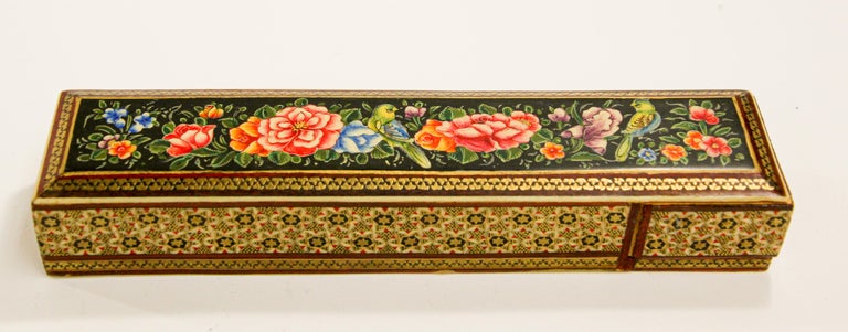 Papier Mache Floral-Motif Box from India - Persian Charm