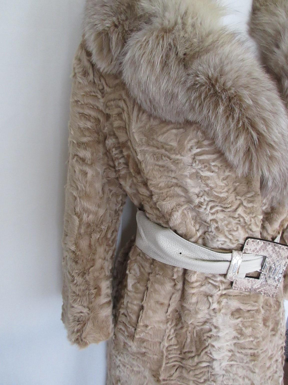 Brown Persian Lamb Fox Fur Coat