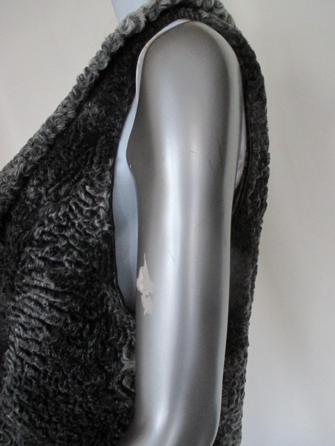 Black Persian Lamb Sleeveless Fur Vest For Sale