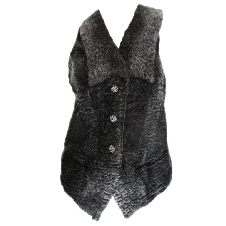 Persian Lamb Sleeveless Fur Vest For Sale at 1stDibs | persian vest