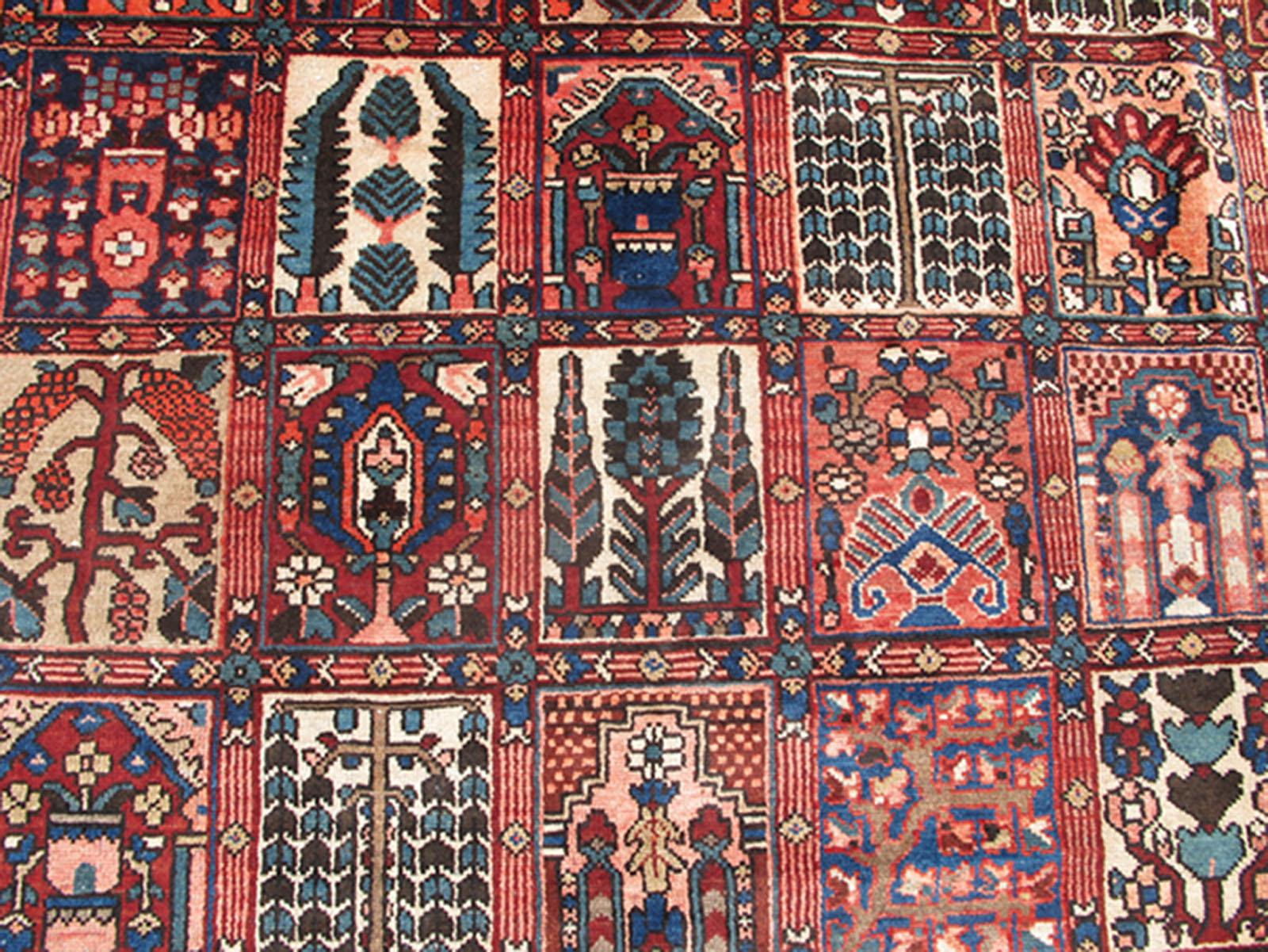 Tribal Persian Large Bakhtiari Rug with All-Over Garden Design For Sale