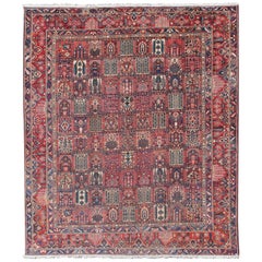 Retro Persian Large Bakhtiari Rug with All-Over Garden Design