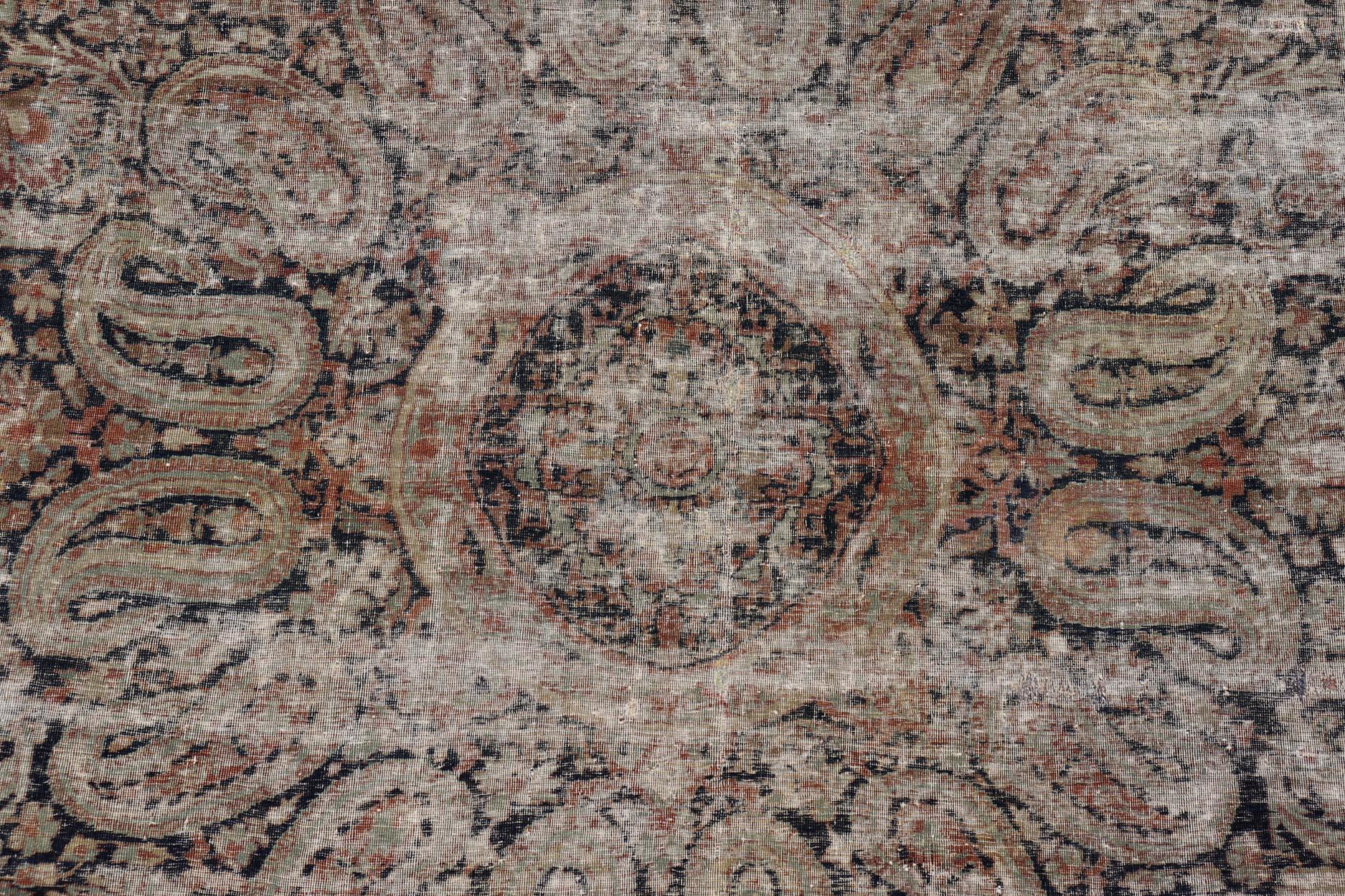 Persian Lavar Kerman Rug with Faded Camel Medallion and Ornamental Border Motifs For Sale 10