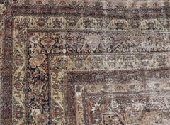 Persian Lavar Kerman Rug with Faded Camel Medallion and Ornamental Border Motifs