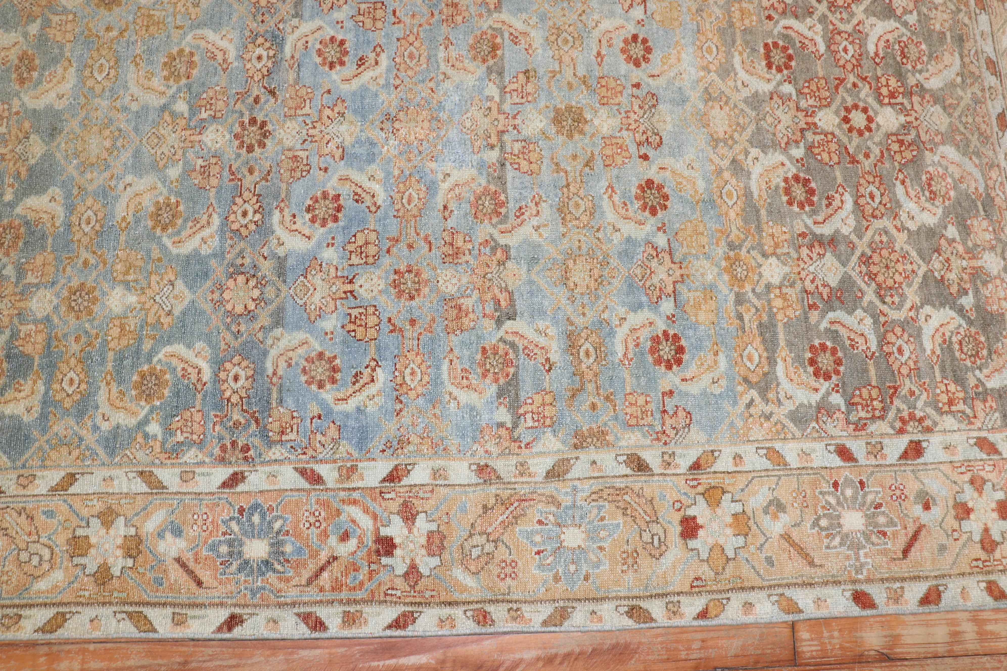 Wool  Persian Light Blue Peach Malayer Rug For Sale