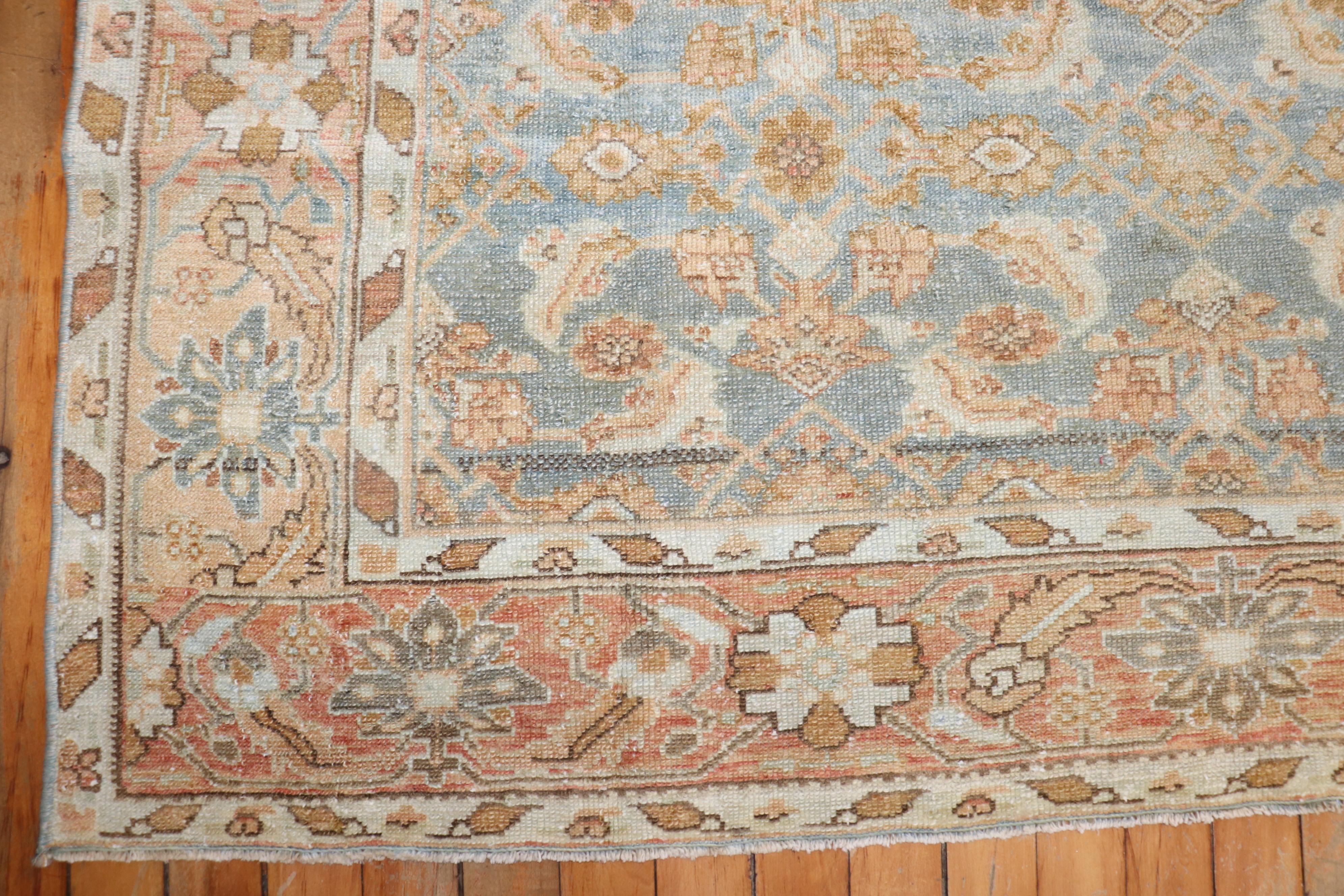  Persian Light Blue Peach Malayer Rug For Sale 1
