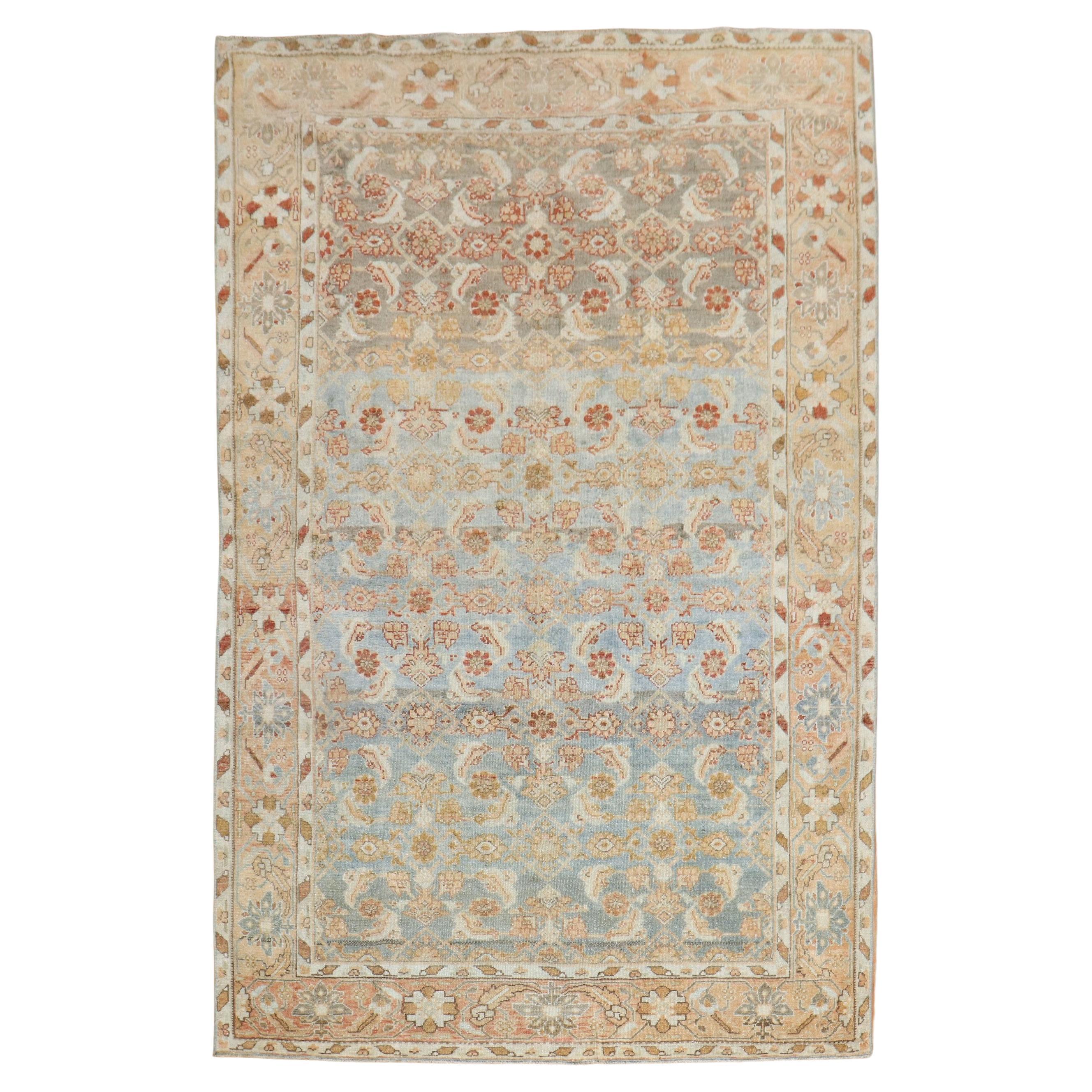  Persian Light Blue Peach Malayer Rug For Sale