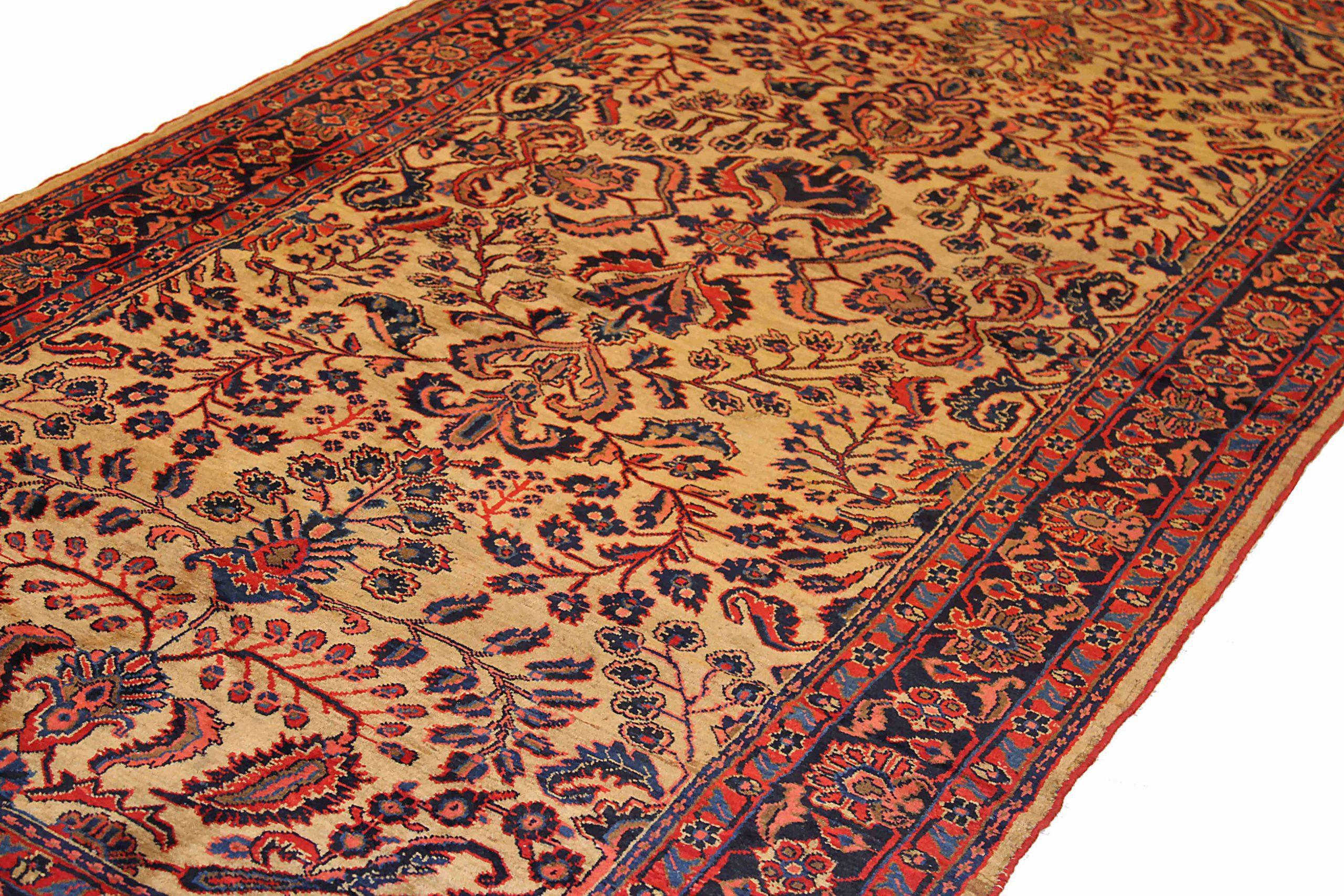 Persischer Teppich Lilian Small - Wolle Elfenbein Marineblau Rot 73203 (Asiatisch) im Angebot