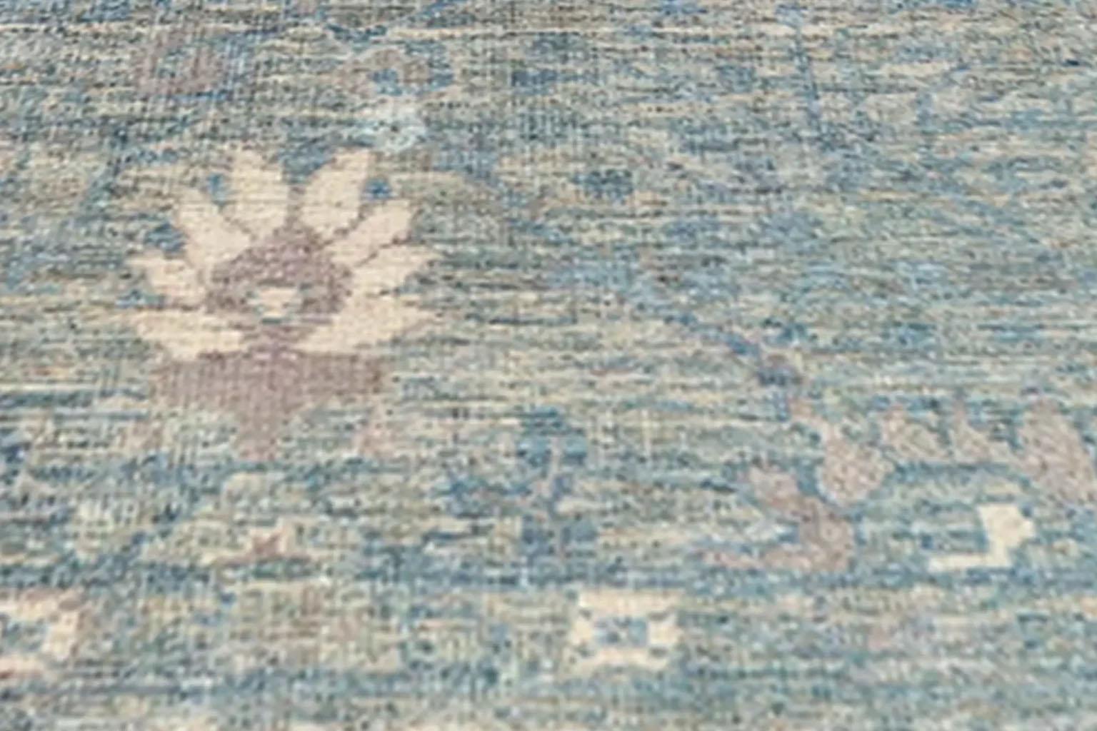 20ième siècle Tapis long persan - Style Oushak - Bleu Marron Ivoire en vente