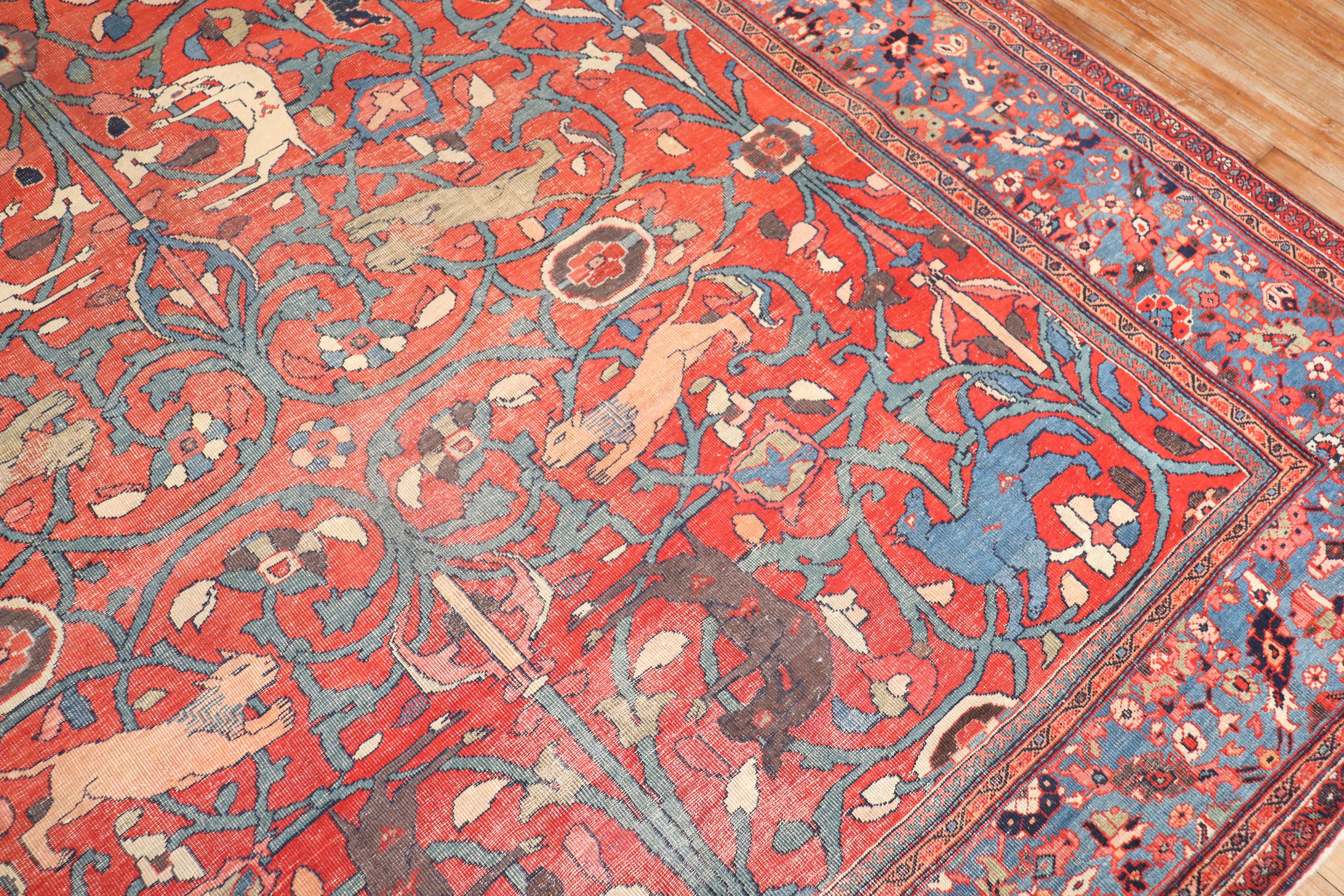 Persischer Mahal Tier-pictorial-Teppich im Angebot 1