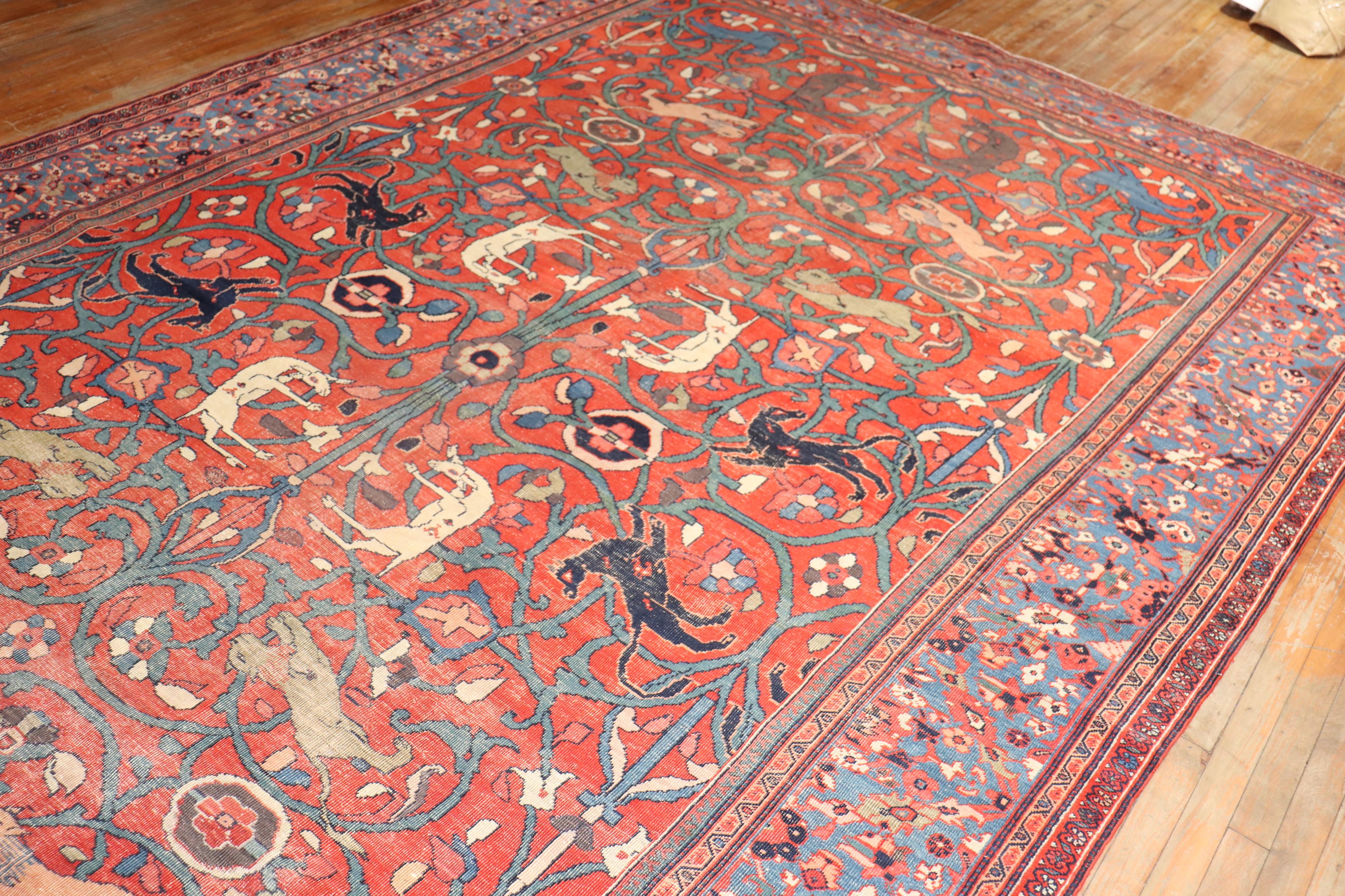 Persian Mahal Animal Pictorial Rug For Sale 2