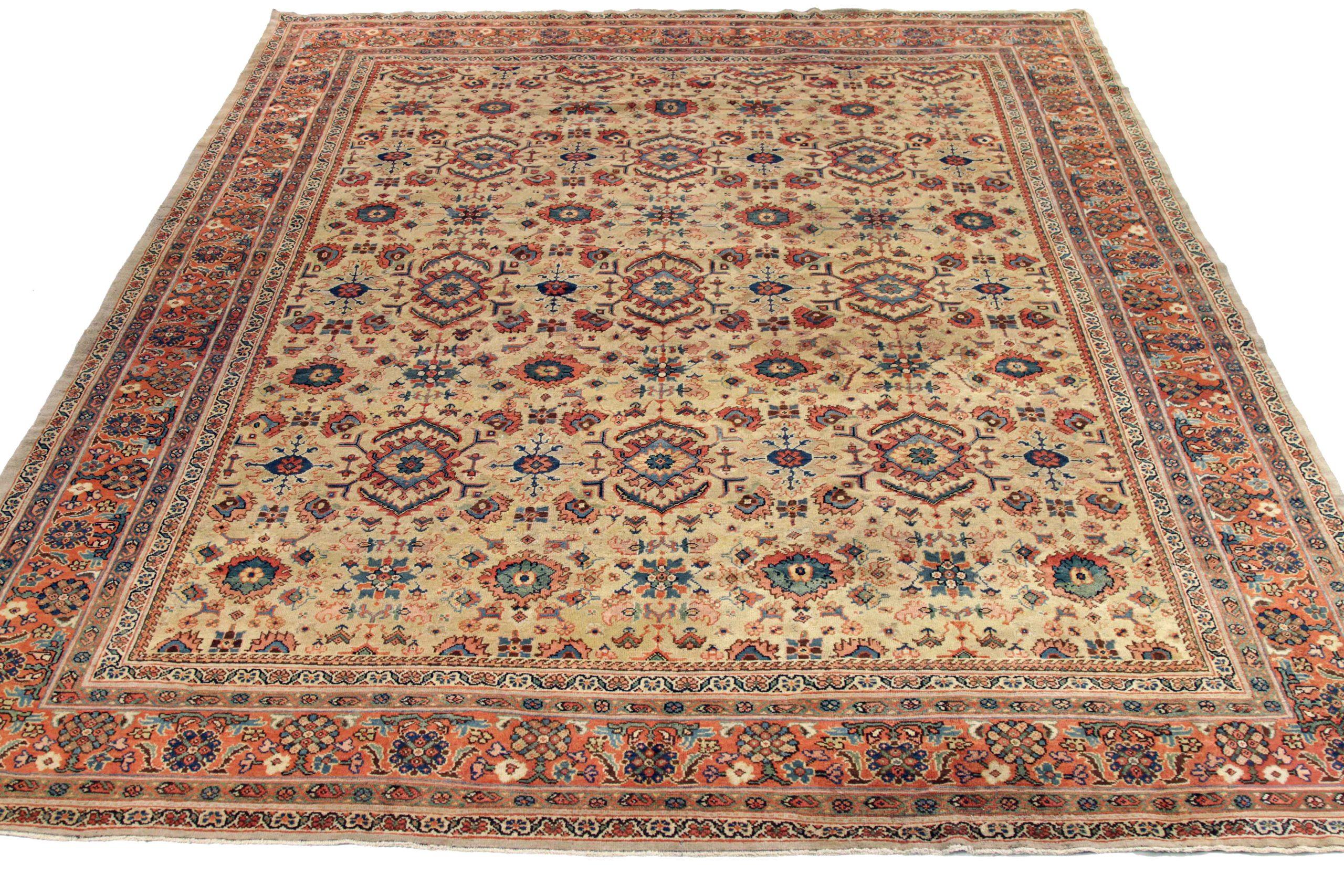 Scopri l'eleganza dei tappeti persiani Mahal, caratterizzati da tappeti d'area del 1880. Progettato con una meticolosa attenzione ai dettagli, questo design esclusivo è perfetto per valorizzare il tuo spazio.