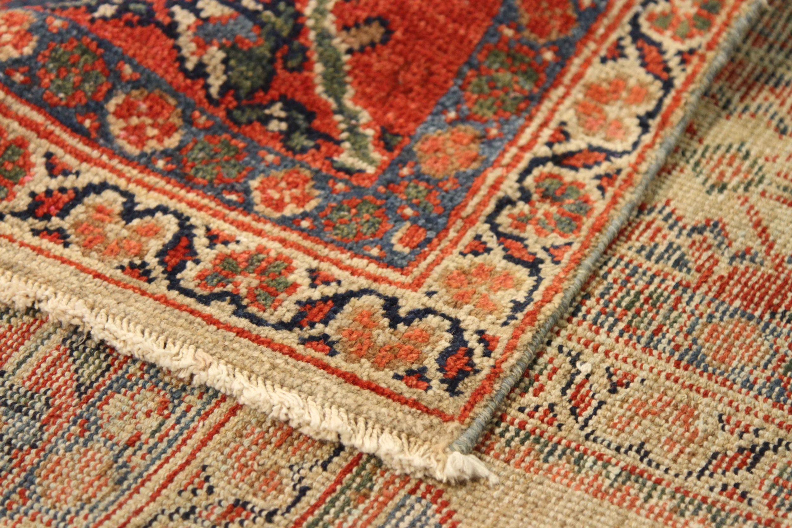 Persische Mahal-Teppiche Circa 1880 - Wolle Blau Elfenbein Rot Design - 75484 im Zustand „Hervorragend“ im Angebot in Dallas, TX