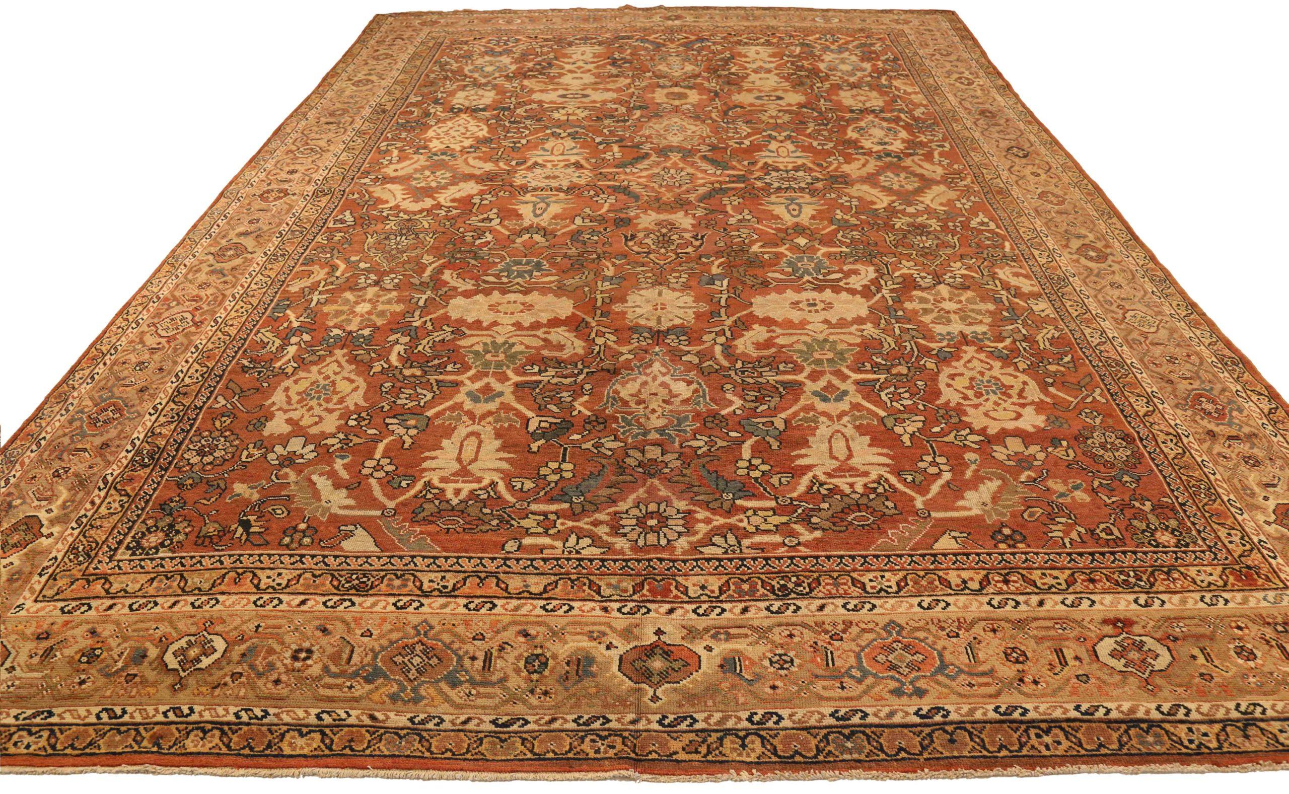 Entdecken Sie die Eleganz von Persian Mahal mit Teppichen aus der Zeit um 1880. Dieses exklusive Design aus Wolle und Blau-Elfenbein-Rot ist perfekt, um Ihren Raum zu verschönern.