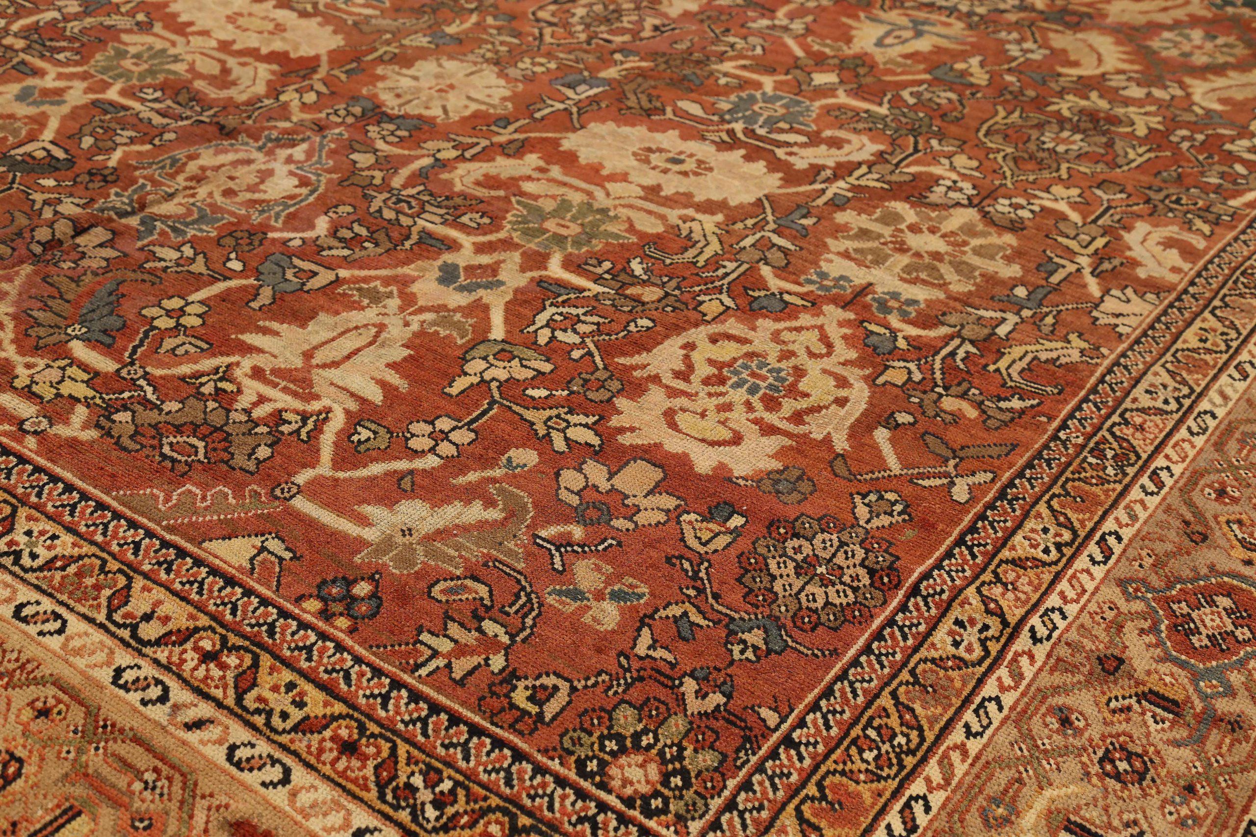 Persische Mahal-Teppiche Circa 1880 - Wolle Blau Elfenbein Rot 72633 (Asiatisch) im Angebot