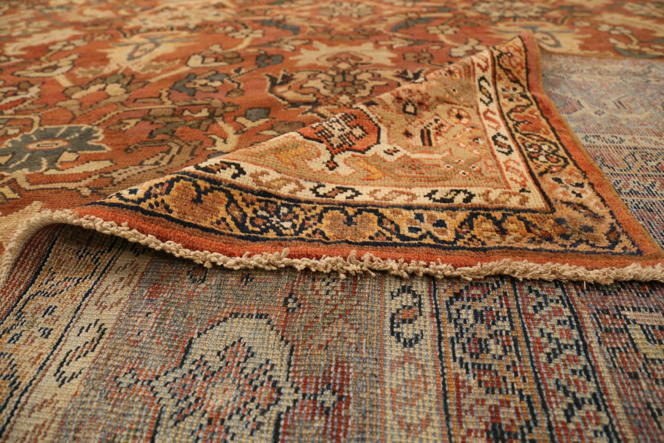 Persische Mahal-Teppiche Circa 1880 - Wolle Blau Elfenbein Rot 72633 im Zustand „Hervorragend“ im Angebot in Dallas, TX