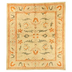 Persian Mahal Area Rugs - Wool Green Ivory Orange Design - 75504