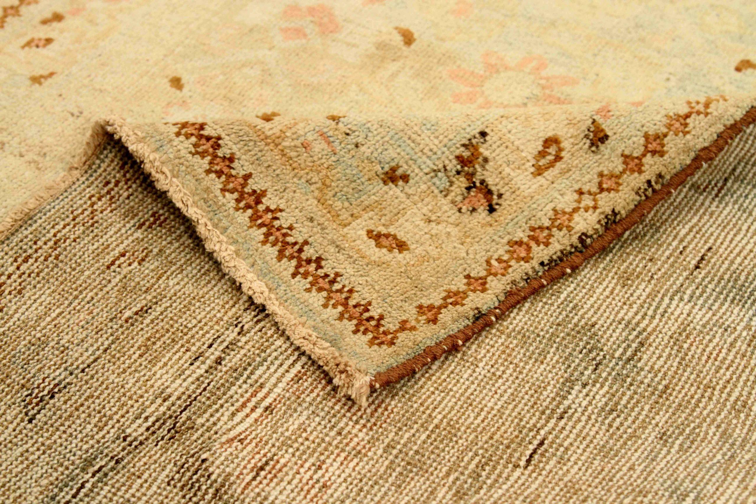 Persische Mahal-Teppiche - Wolle Grün Elfenbein Rosa Design - 75611 (Asiatisch) im Angebot