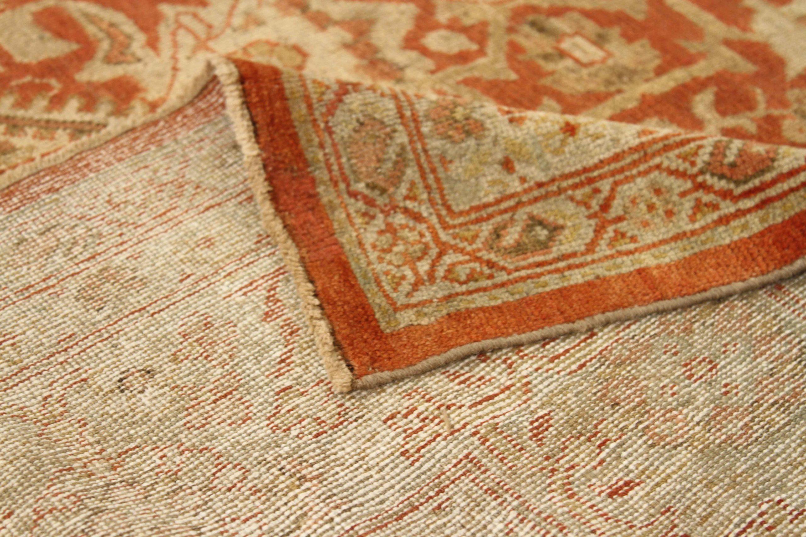 Alfombras Persas Mahal Circa 1880 - Lana Verde Marfil Rojo Diseño - 75483 siglo XX en venta