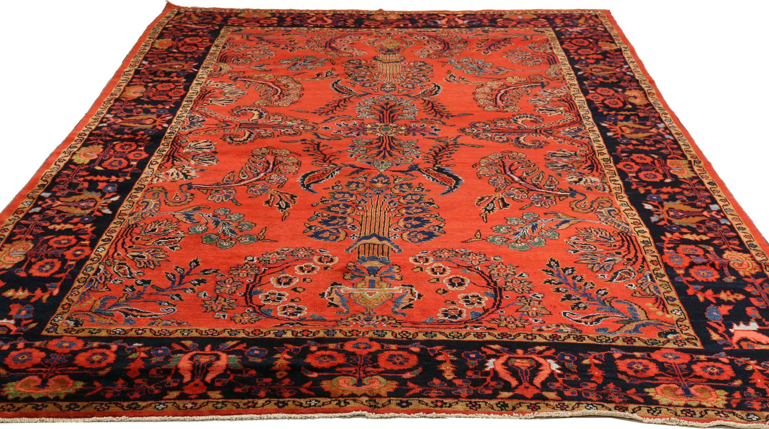 Entdecken Sie die Eleganz von Persian Mahal mit Teppichen aus der Zeit um 1880. Dieses exklusive Design aus Wolle und MarineblauRotGelb ist perfekt, um Ihren Raum zu verschönern.