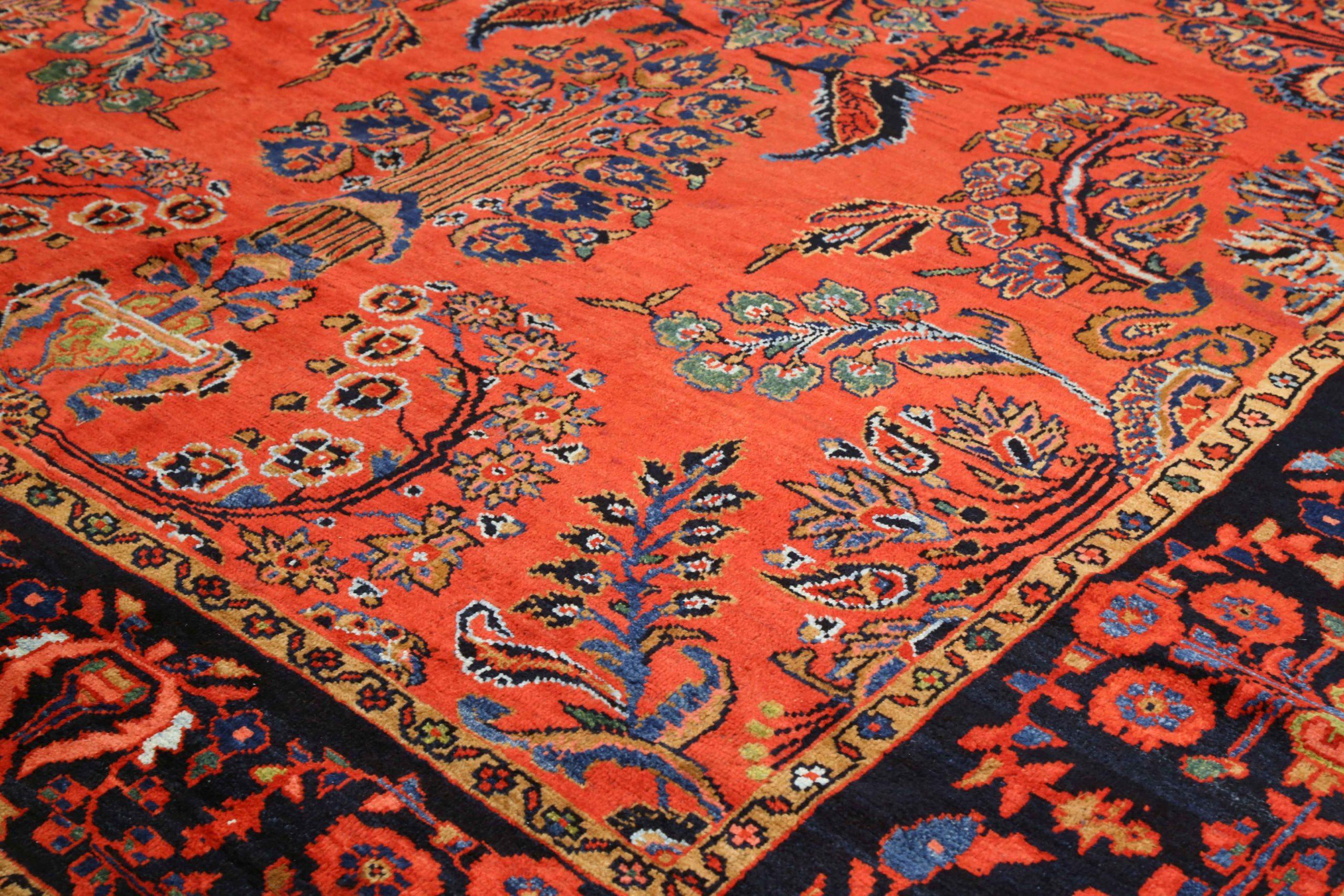 Persische Mahal Bereich Teppiche - Wolle Marineblau Rot Gelb 73933 (Asiatisch) im Angebot