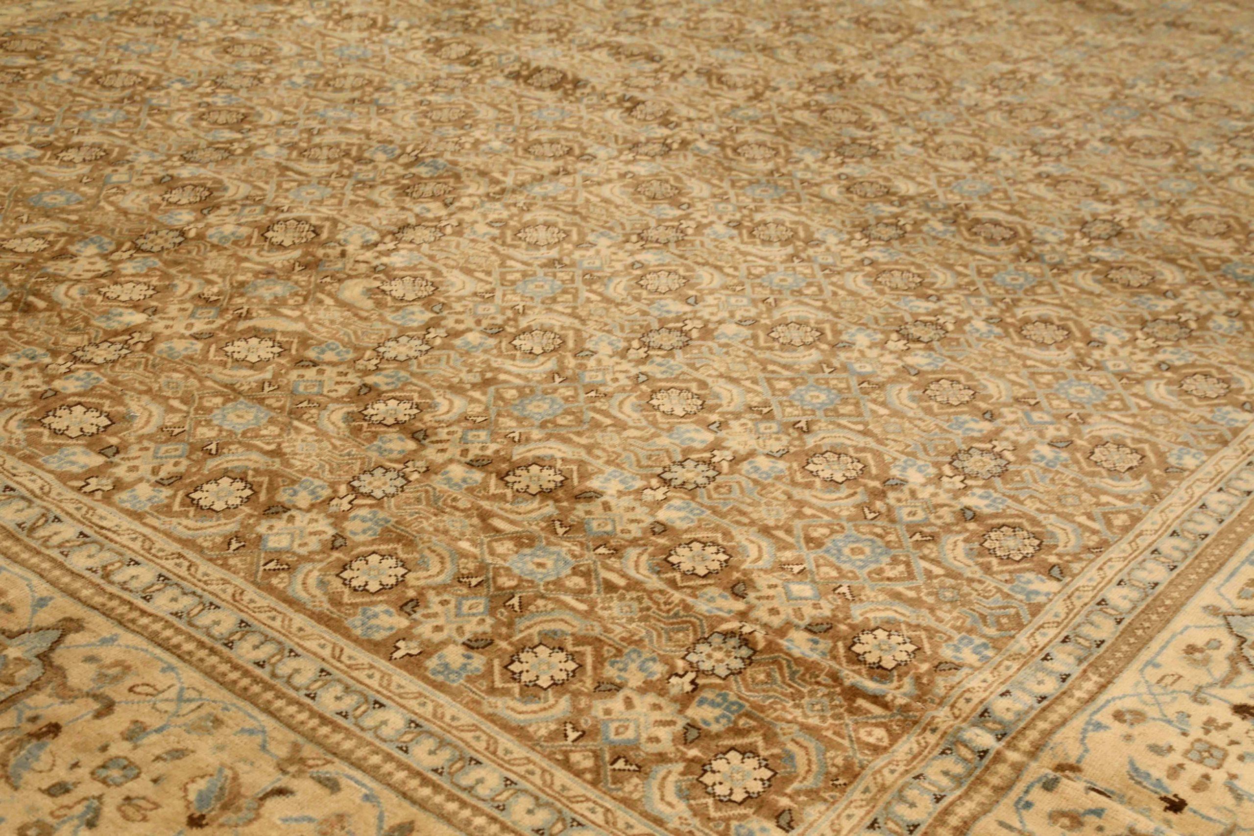 Asiatico Tappeti persiani Mahal Circa 1910 - Lana Blu Marrone Avorio 74137 in vendita