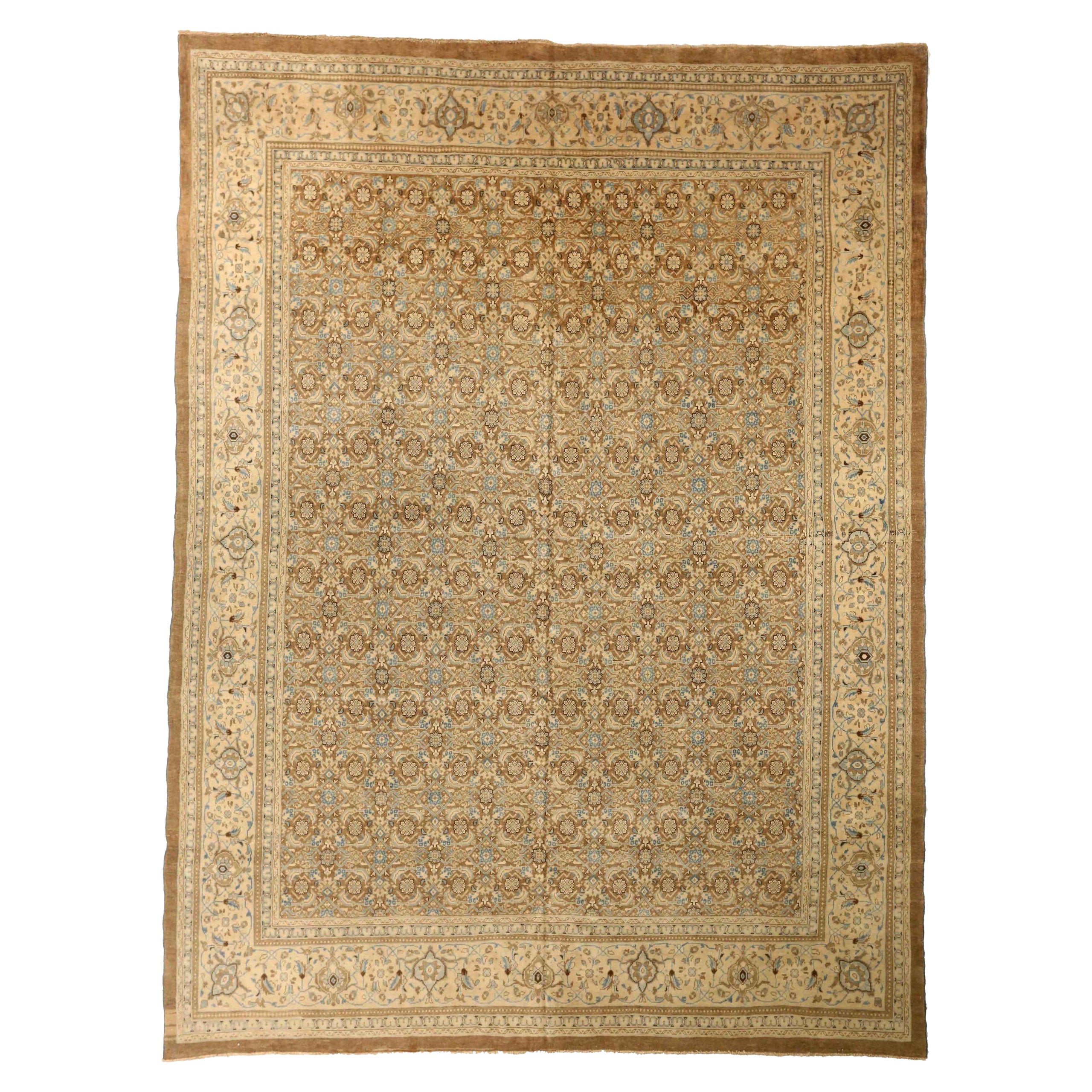 Persische Mahal Bereich Teppiche Circa 1910 - Wolle Blau Braun Elfenbein 74137