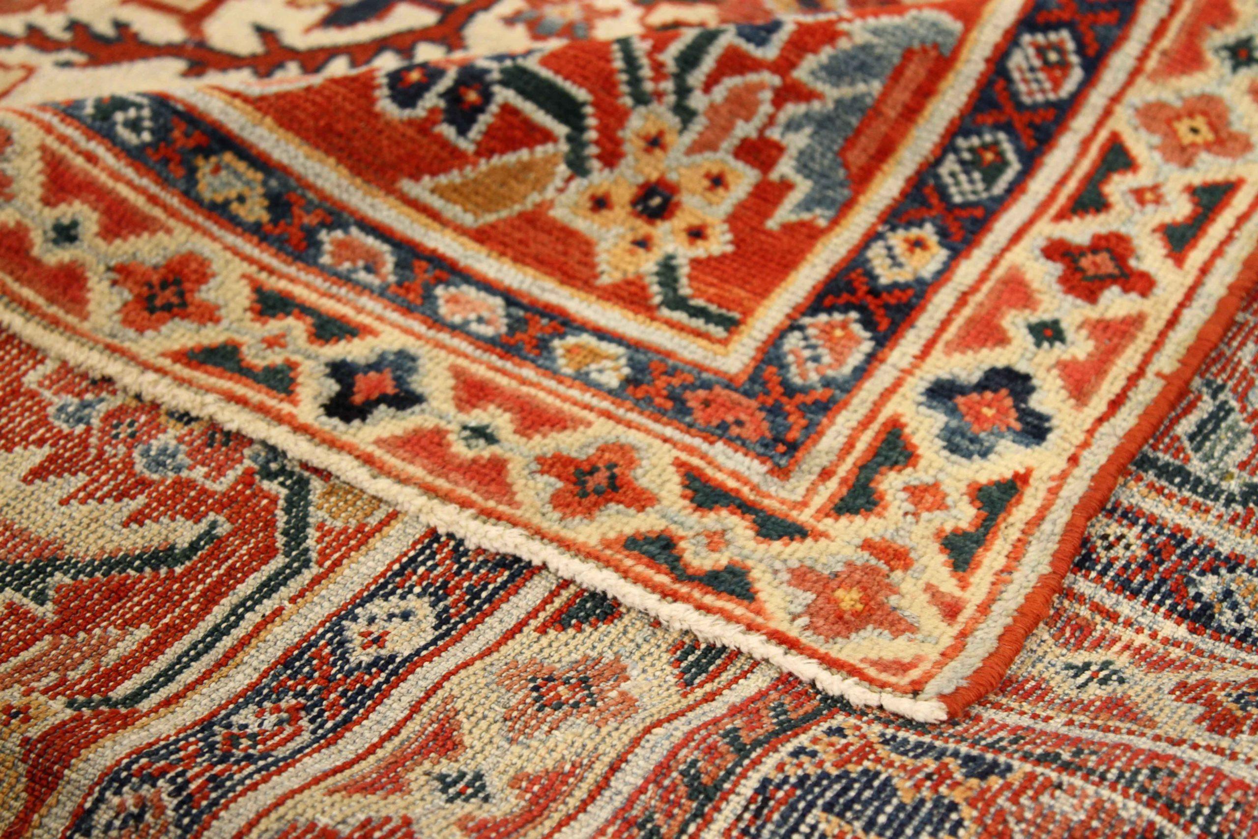 Persische Mahal-Teppiche um 1910 - Wolle Elfenbeinrot Design - 75482 im Zustand „Hervorragend“ im Angebot in Dallas, TX