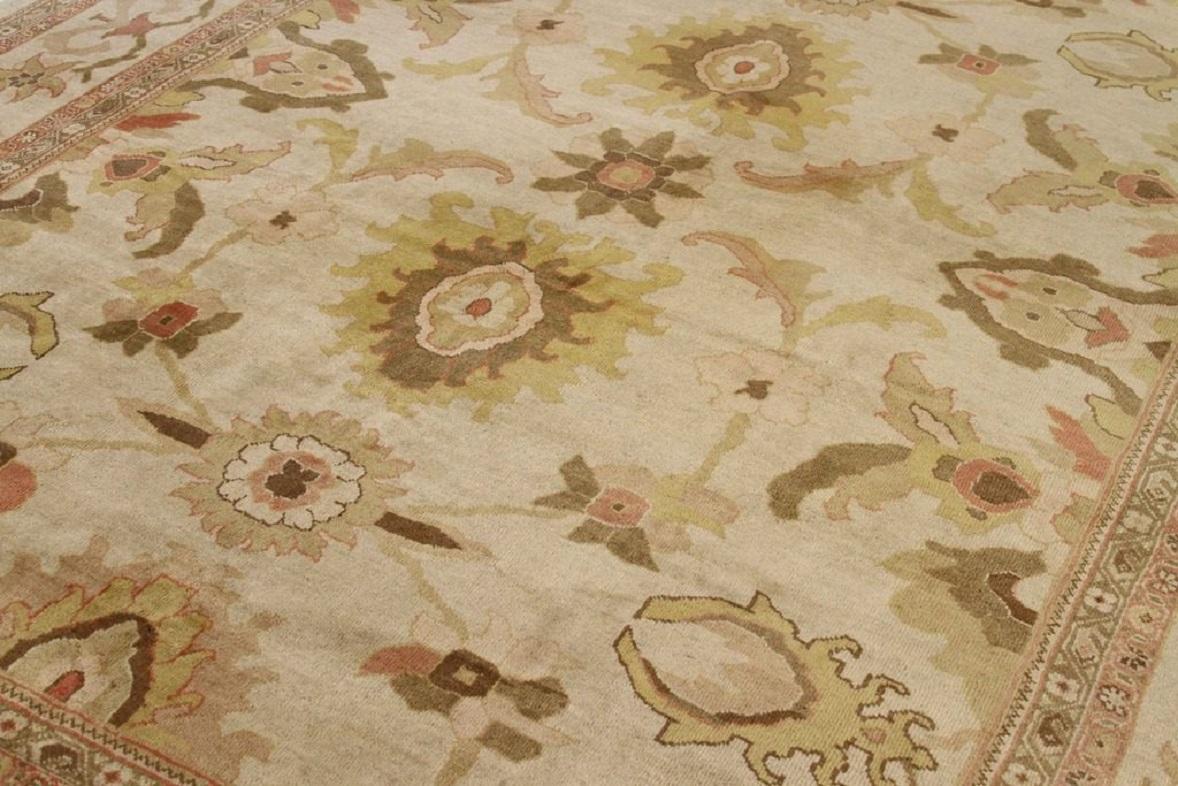 Alfombras Persas Mahal Circa 1990 - Lana Marrón Verde Marfil 71044 Asiático en venta