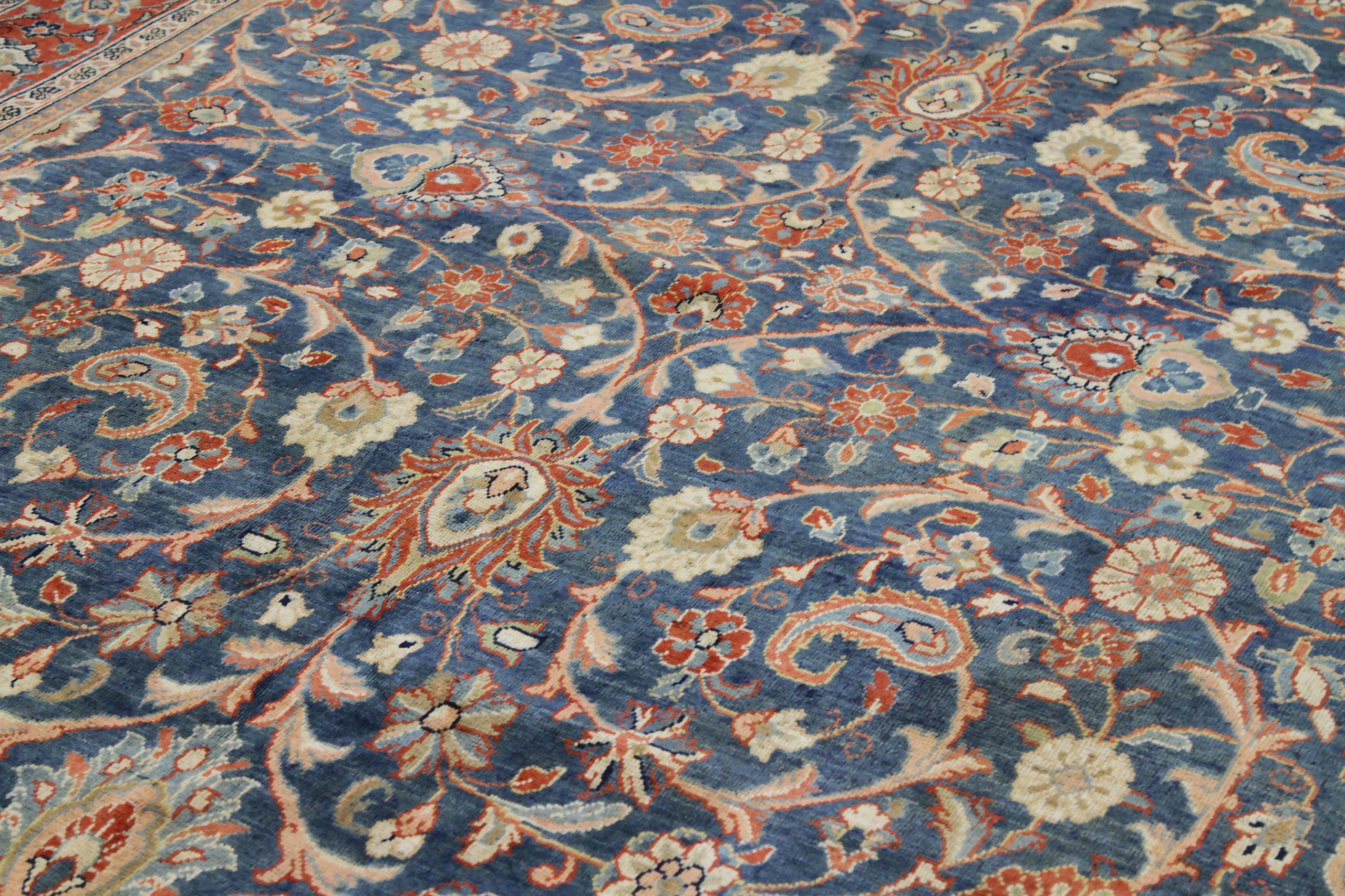 Persische Mahal-Teppiche - Wolle Blau Elfenbein Rot Design - 88798 (Irakisch) im Angebot