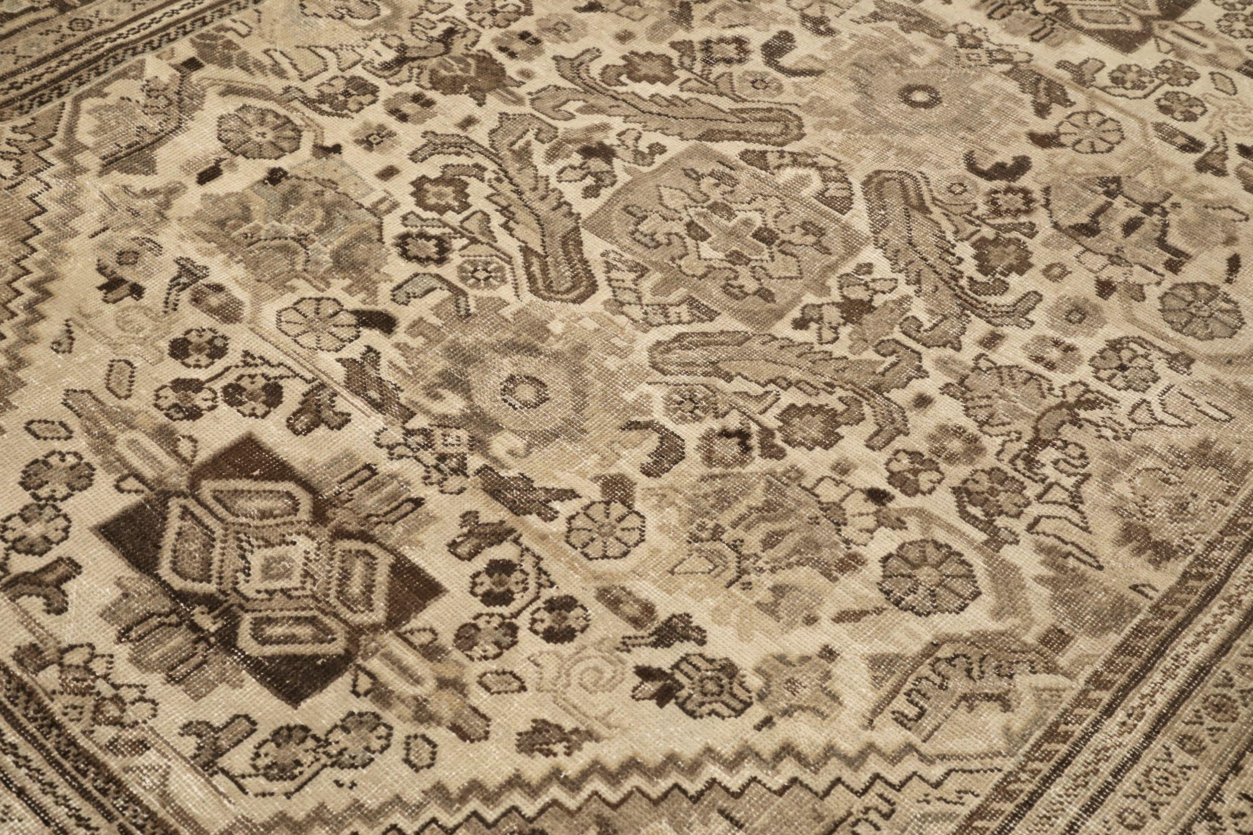 Persiano Tappeti persiani Mahal - Disegno in lana marrone avorio - 94556 in vendita
