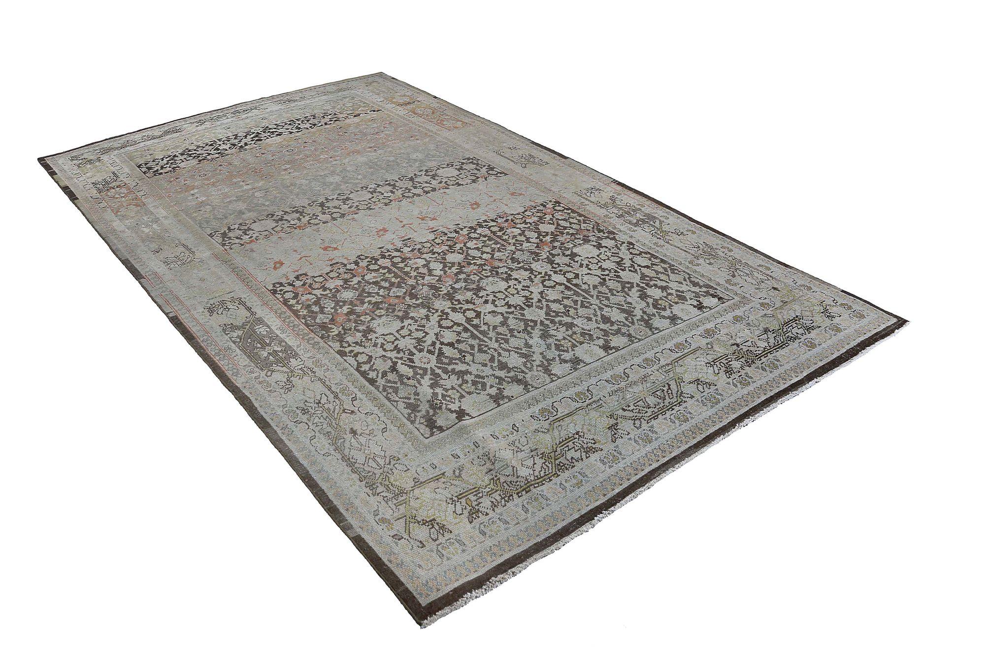 Persische Mahal Teppiche - Wolle Braun Elfenbein Design - 96785 im Zustand „Hervorragend“ im Angebot in Dallas, TX