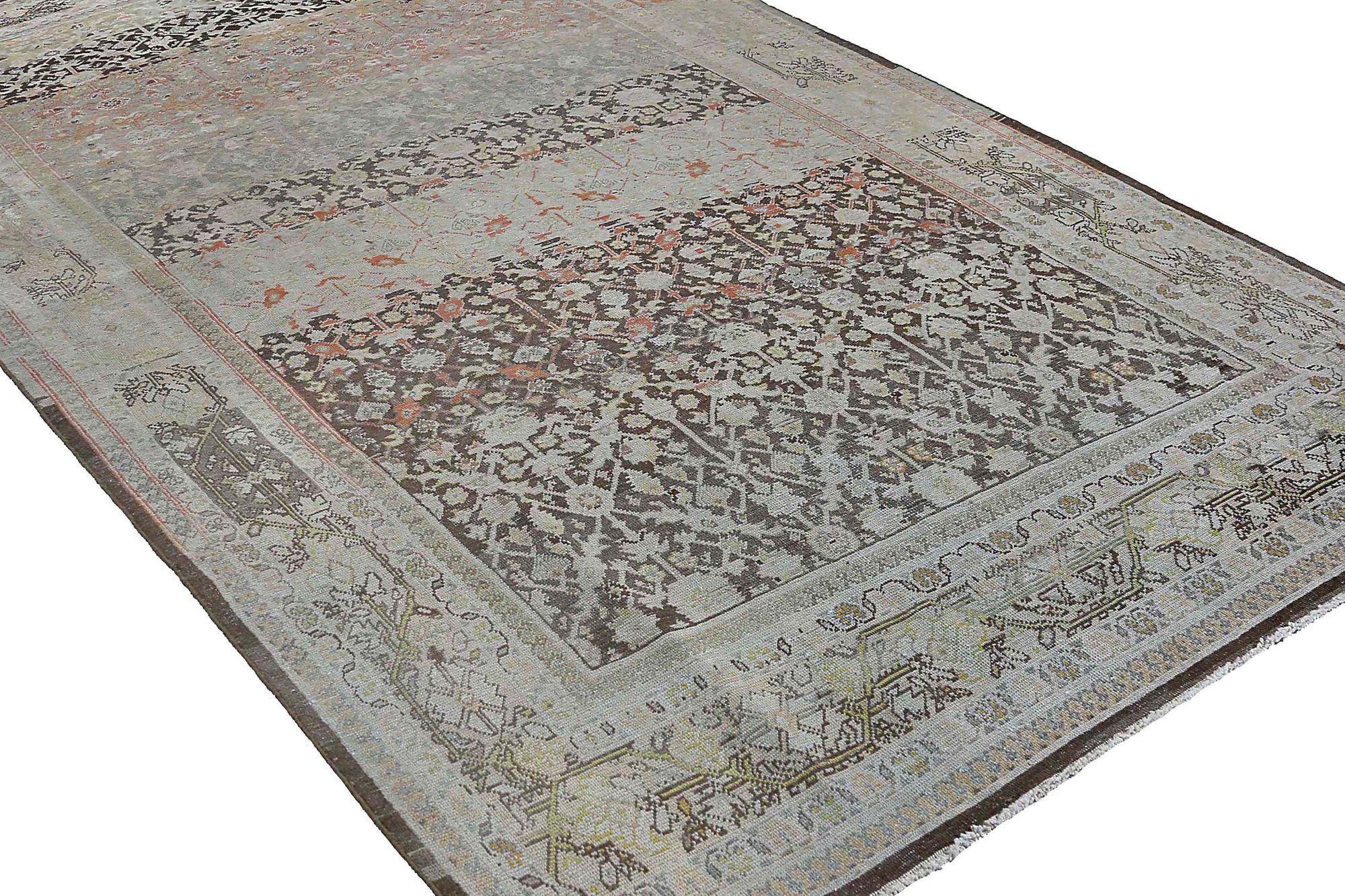 Persische Mahal Teppiche - Wolle Braun Elfenbein Design - 96785 (20. Jahrhundert) im Angebot